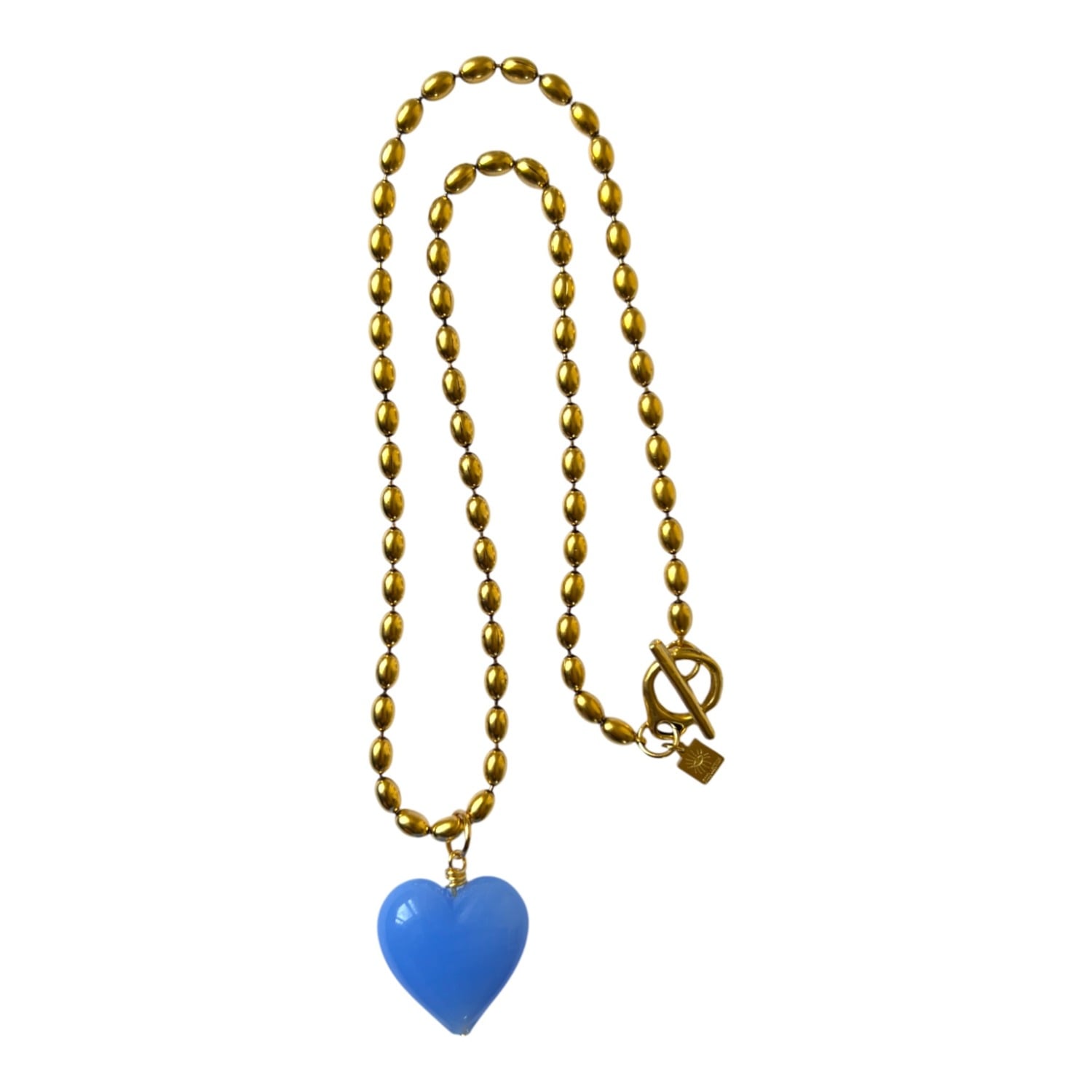 Sccollection Women's Bacio Mini Glass Heart Necklace - Periwinkle Blue