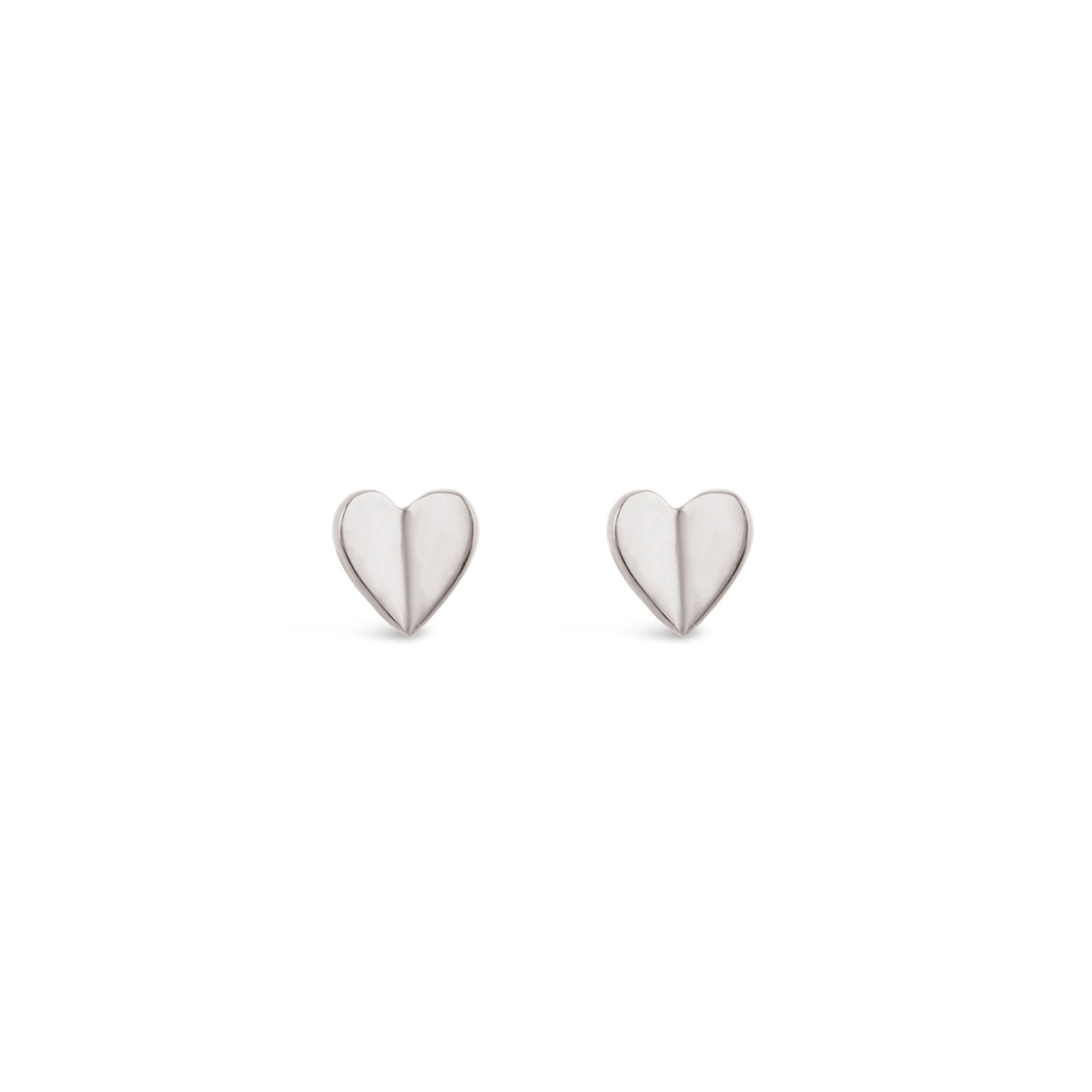 Dinny Hall Silver Bijou Folded Heart Stud Earrings In Metallic