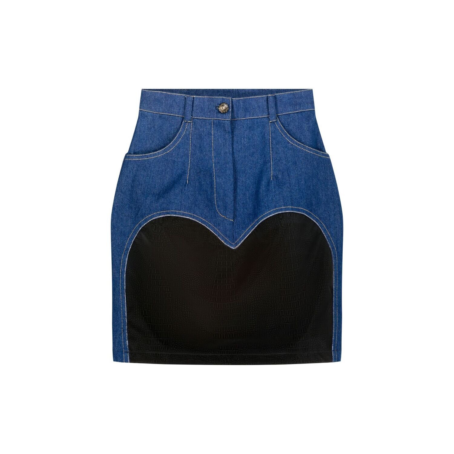 Women’s Black / Blue Blue Denim Black Heart Skirt Extra Large ÃšchÃ¨