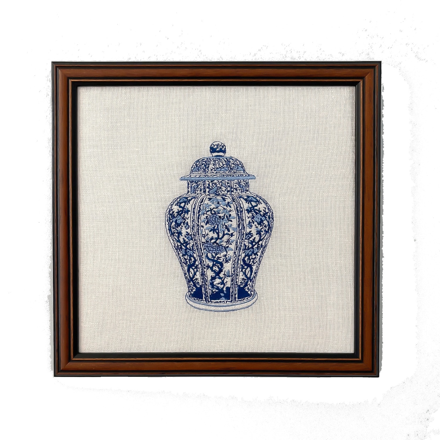 Lilly Loves Blue Ginger Jar Number One Embroidered Art Work Print
