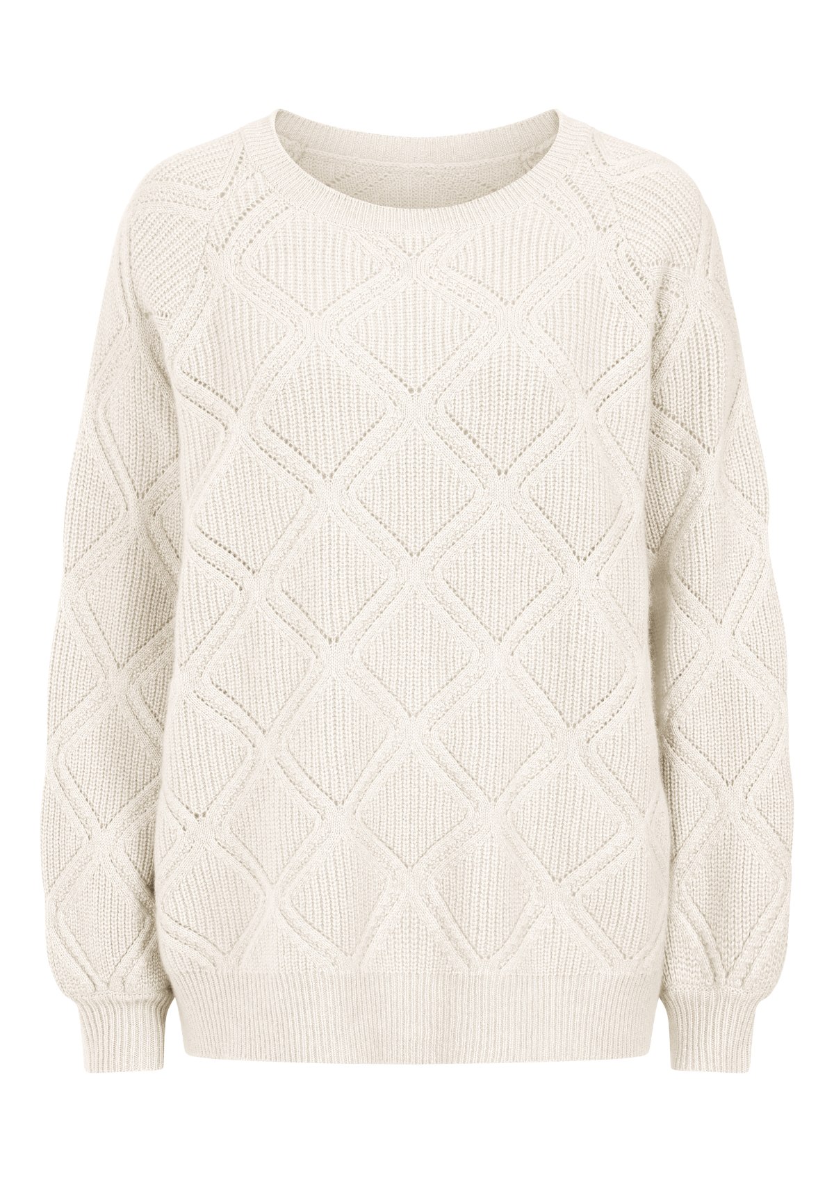 Loop Cashmere Women's Diamond Stitch Sweater In Snow White In White