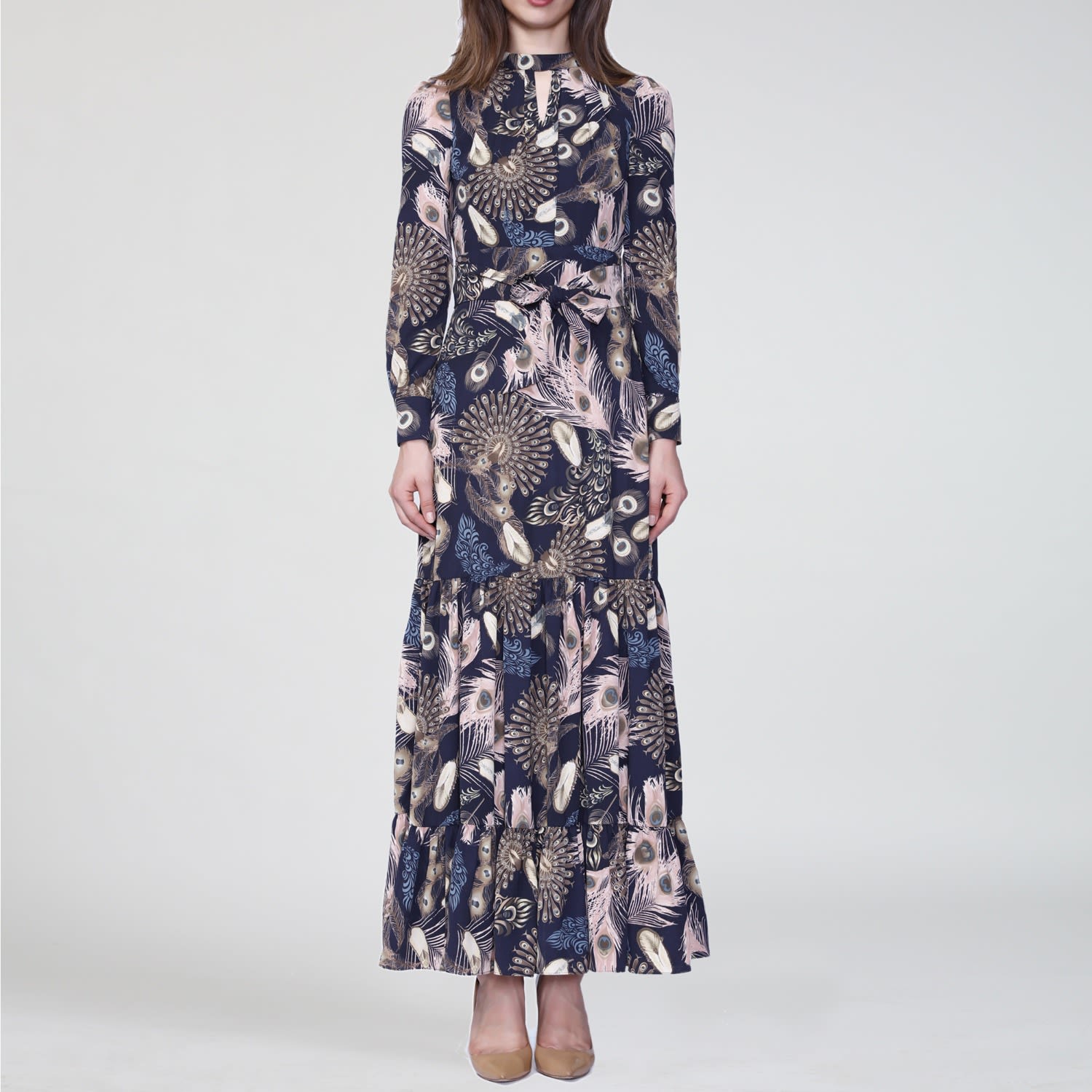 wolf and badger maxi dress Pleated Maxi Dress with Vibrant Floral Print