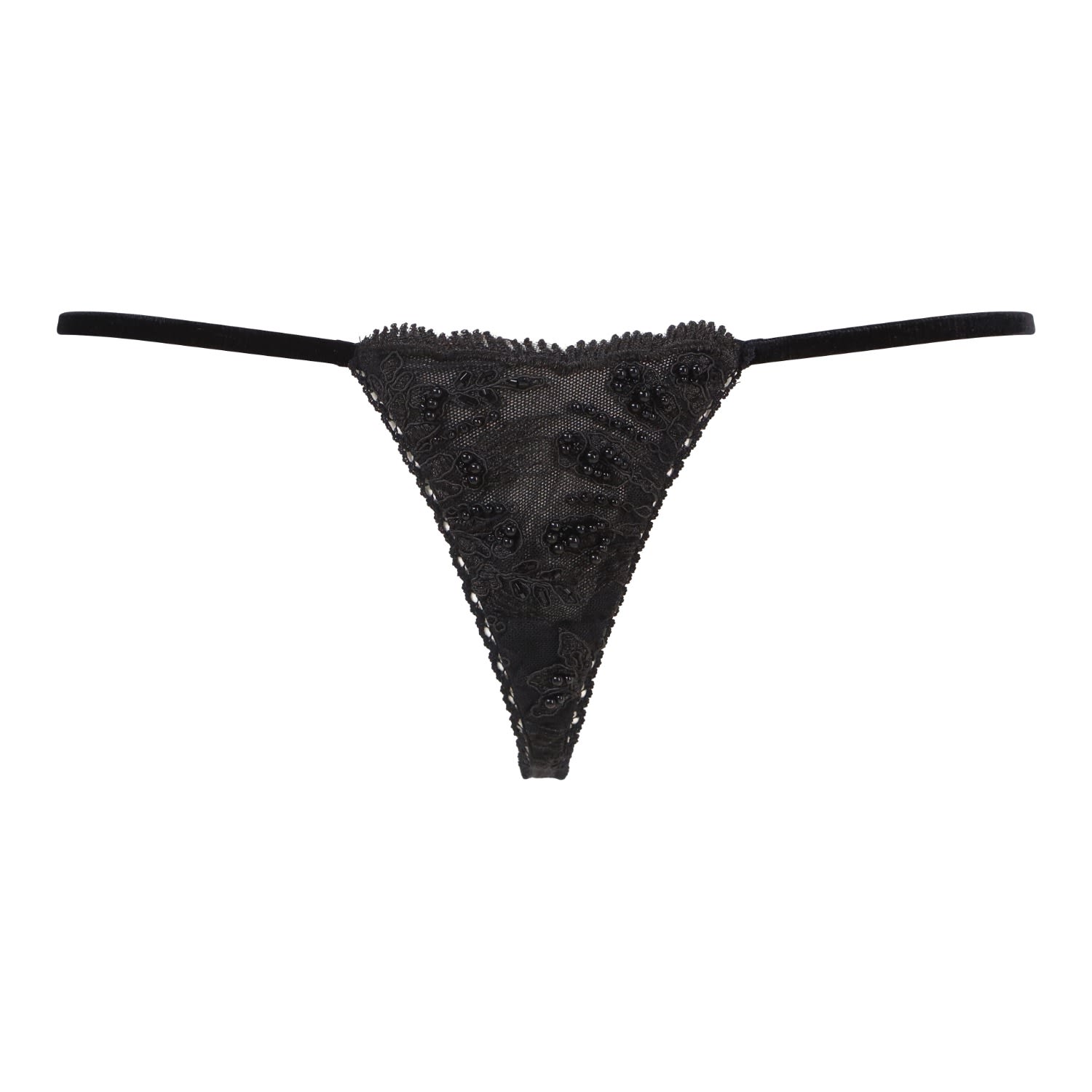 Women’s Onyx Black Beaded Thong Medium Belle-Et-Bonbon