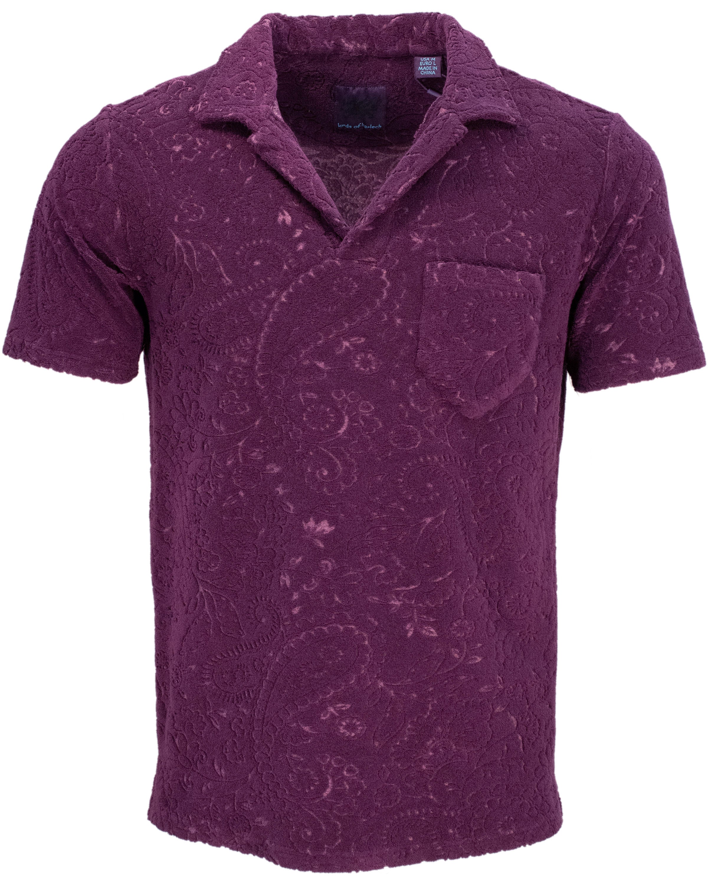 Men’s Pink / Purple Johnny Paisley Towel Polo Shirt - Plum Small Lords of Harlech