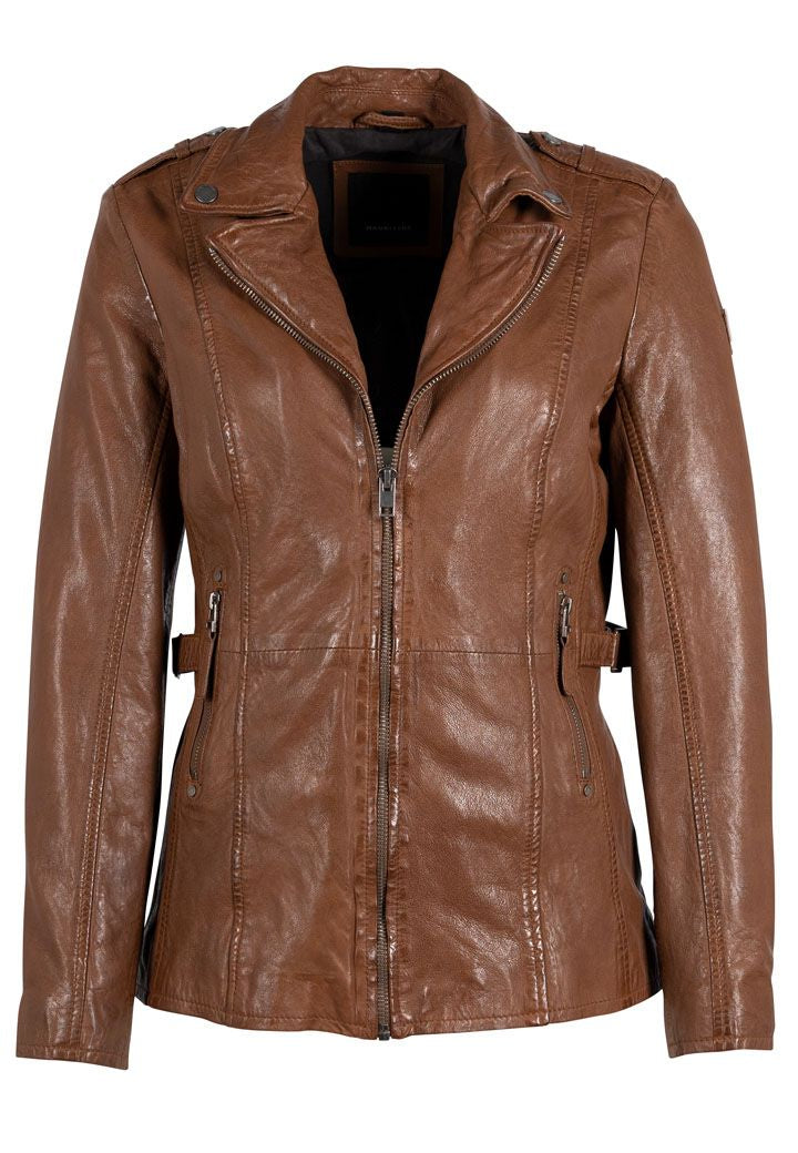 Mauritius Women's Brown Yellie Cf Leather Jacket, Cognac