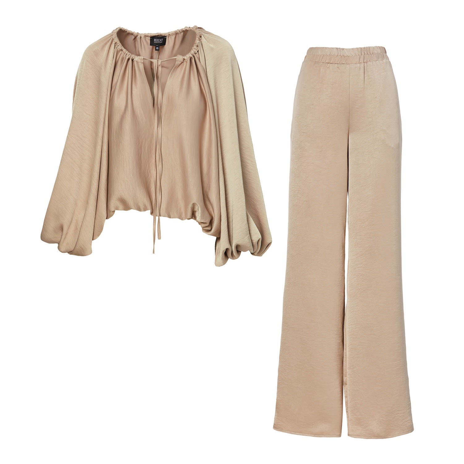 Bluzat Women's Neutrals Beige Set With Blouse And Trousers In Beige