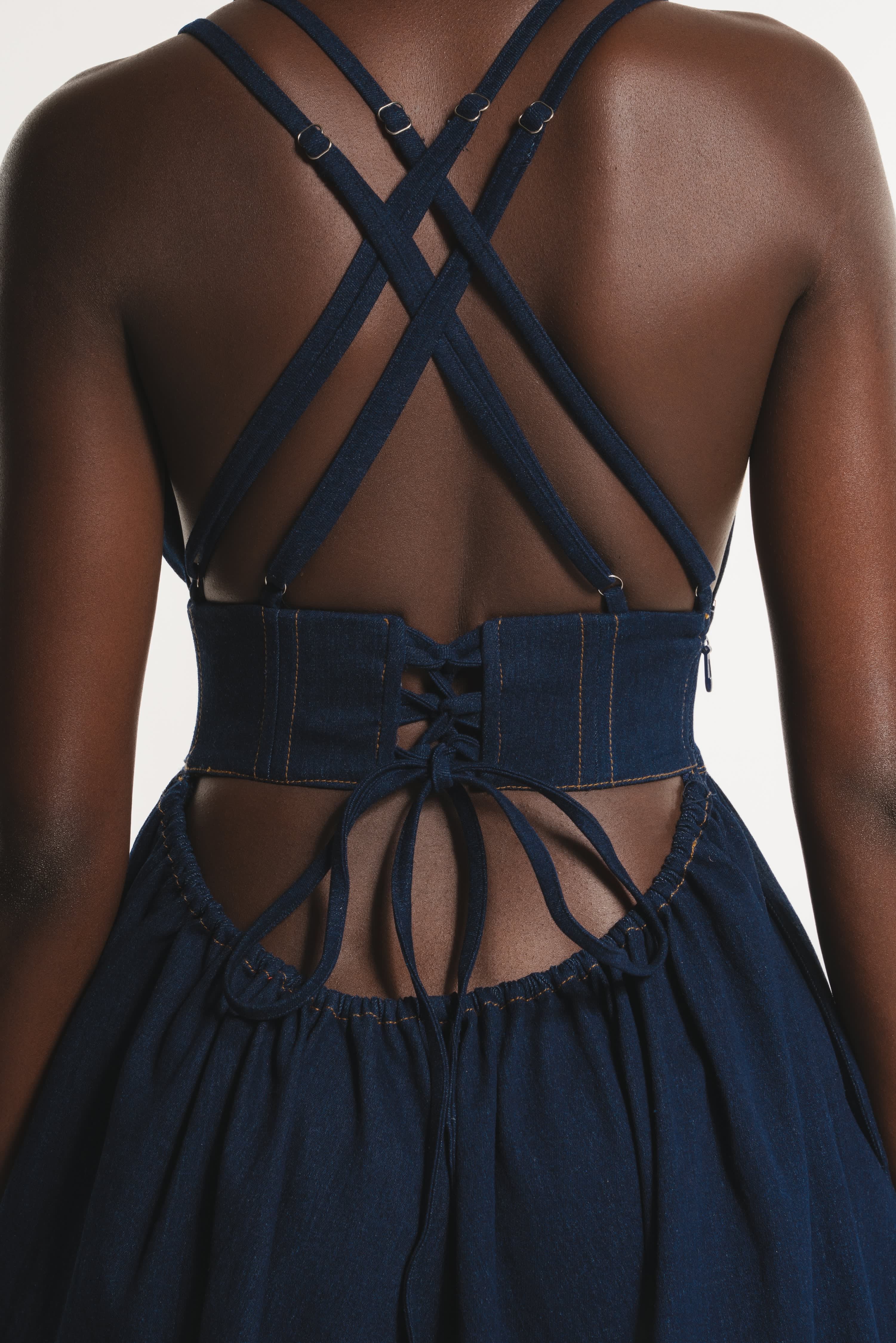 Adele Denim Maxi Dress | OFUURE | Wolf & Badger