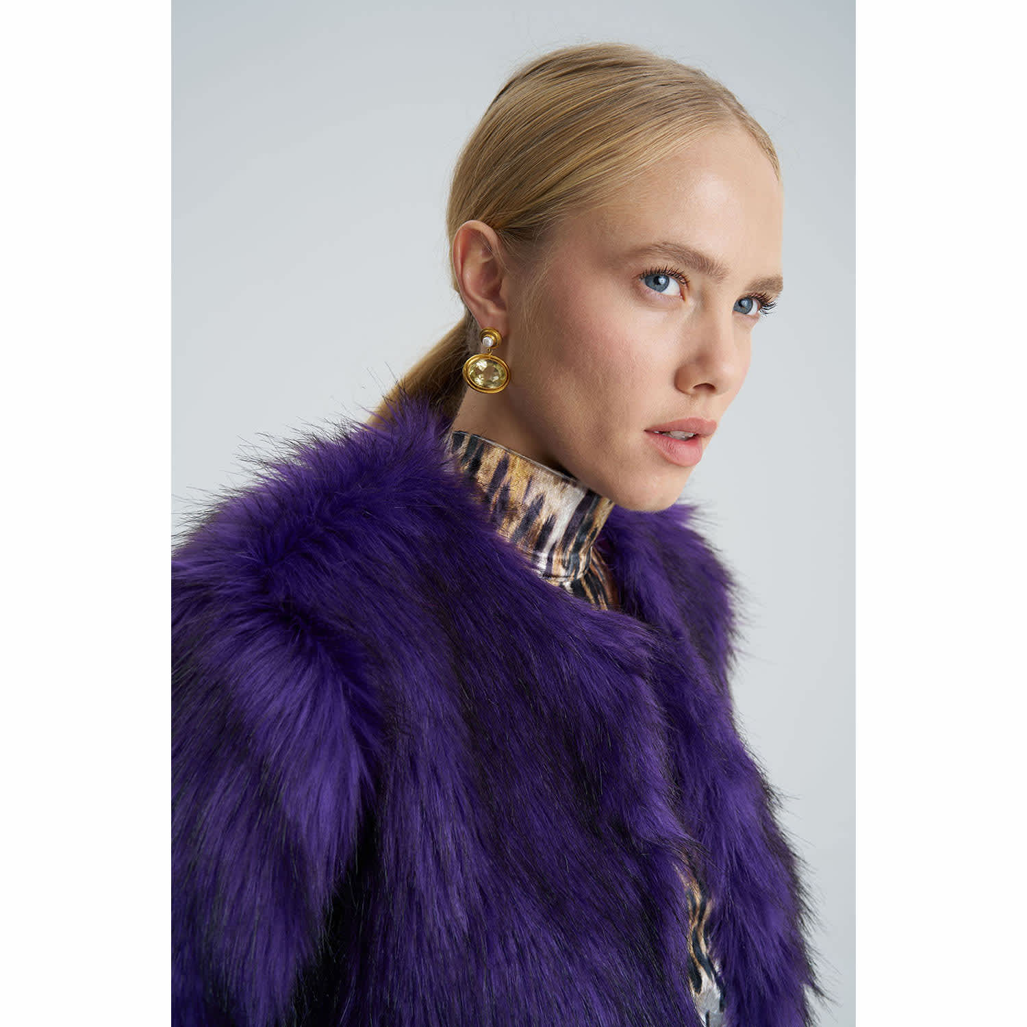 Lola Purple Faux Fur Short Coat by LORA