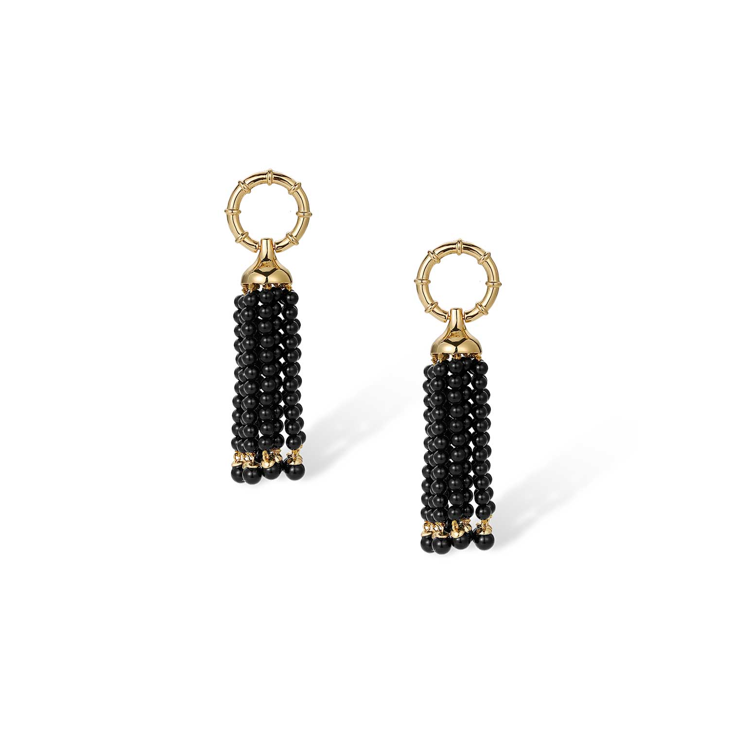 Retro Chic Women's Gold / Black Black Agate Tassel Earrings In Multi