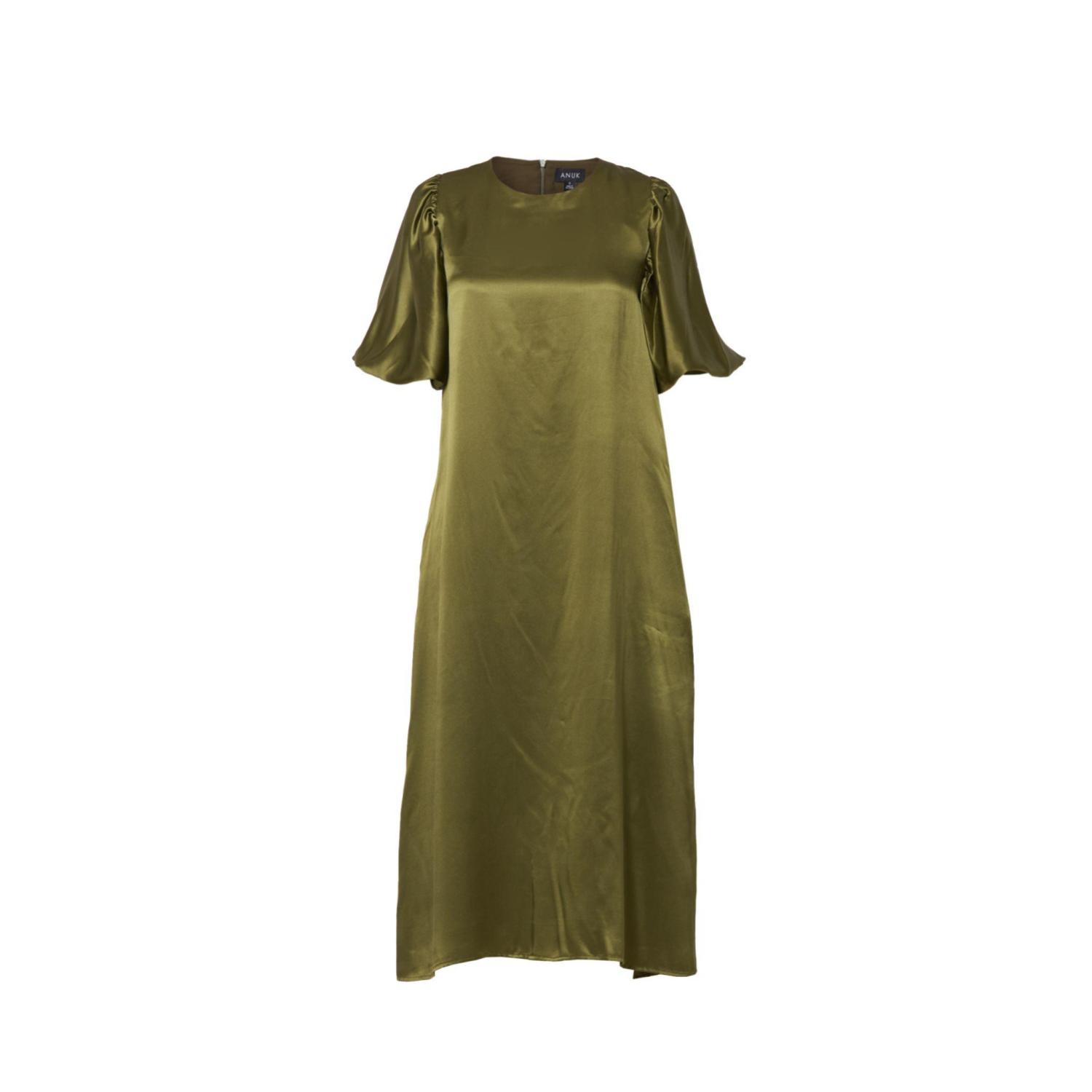 Anuk Women's Green Cowl Back Midi Dress - Olive In Green