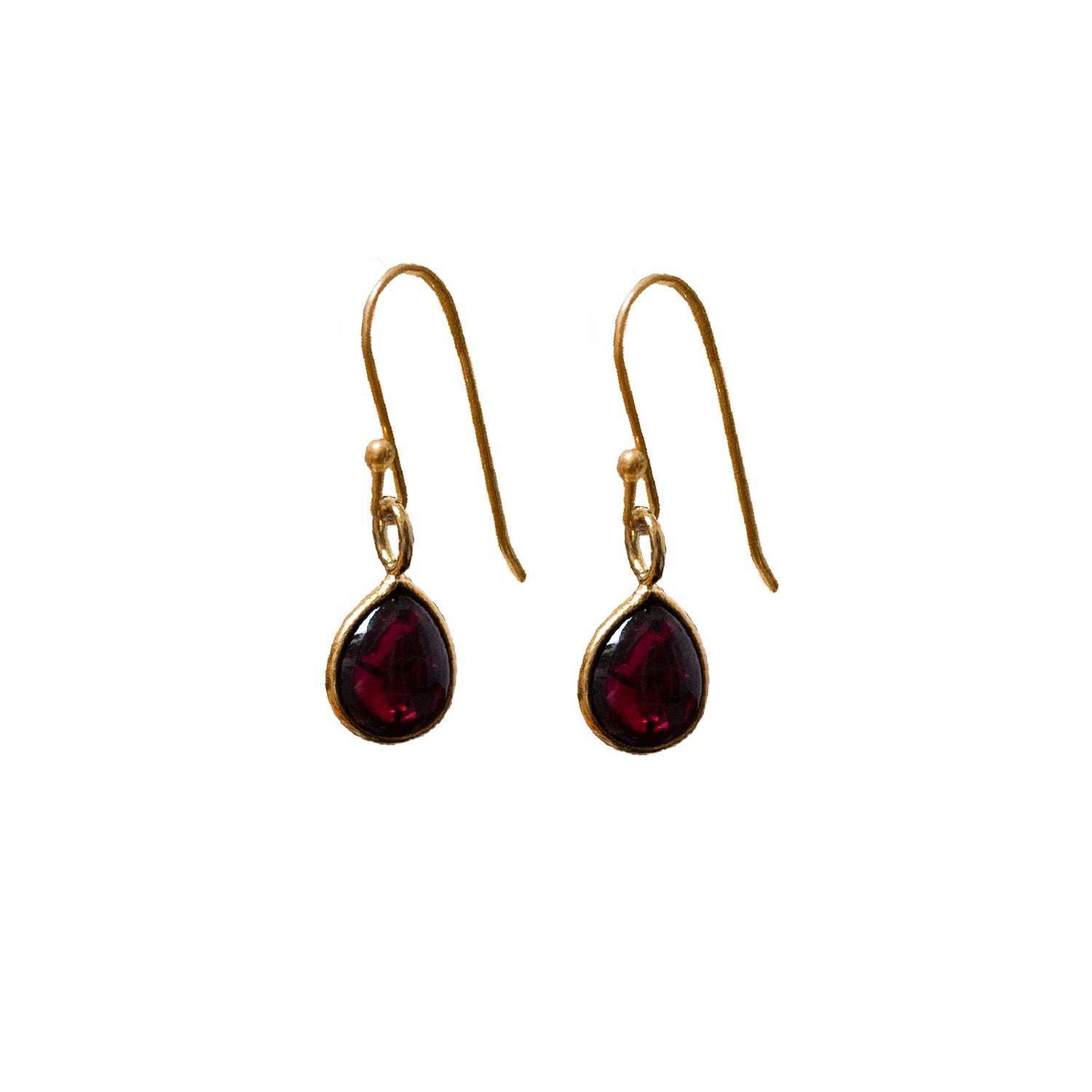 Mirabelle Jewellery Women's Gold / Red Julia Smooth Garnet Drop Earrings