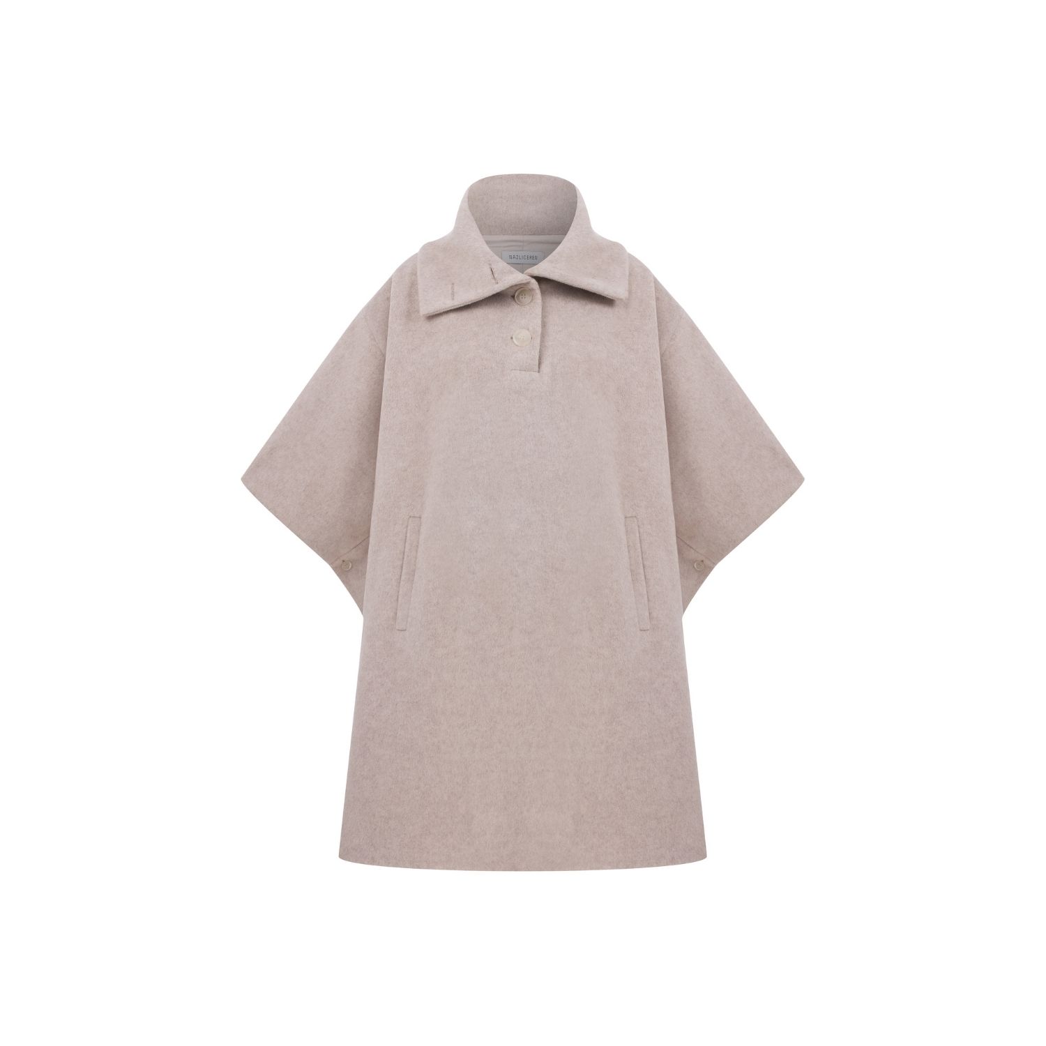 Nazli Ceren Jarine Wool Blend Poncho In Light Beige In Brown