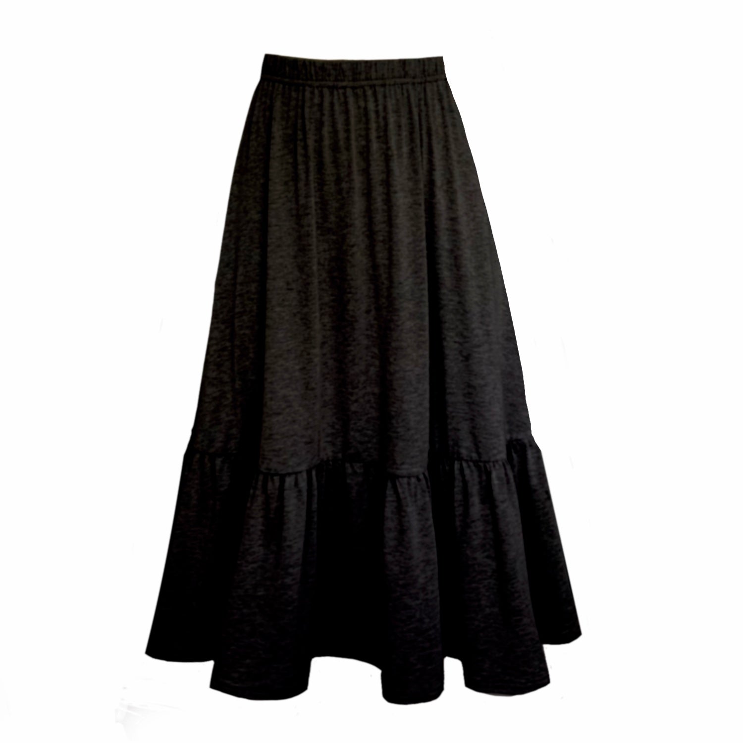 Frock Tales Women's Boho Gathered Midi Skirt With Pockets In Black In Black