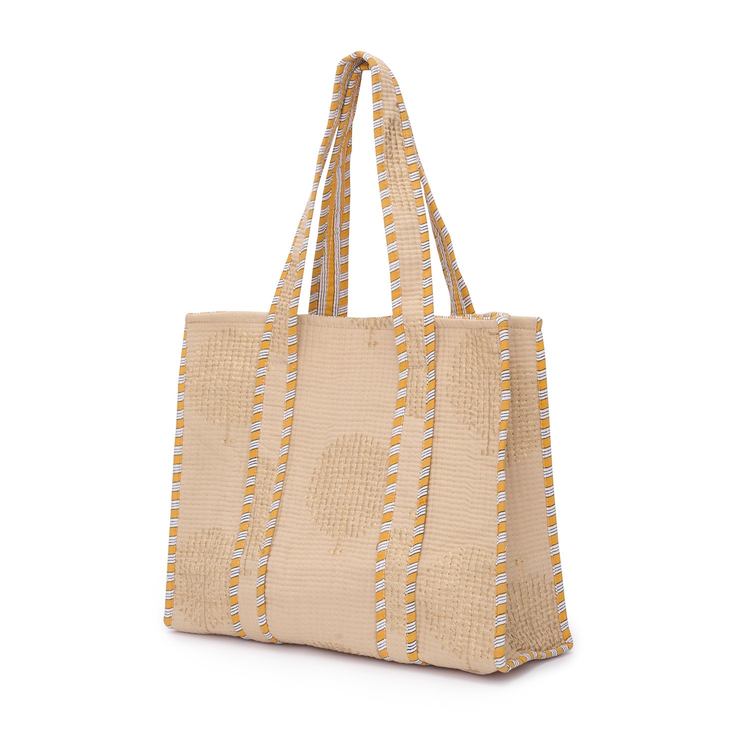 At Last... Women's Neutrals / Gold Medium Cotton Tote Bag In Latte & Gold