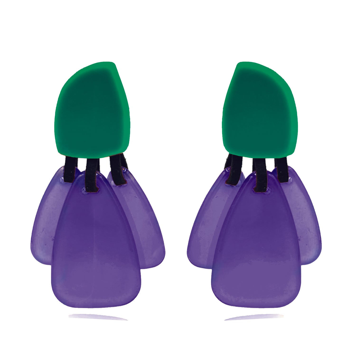 Michael Nash Jewelry Women's Green / Pink / Purple Patrizia Green Resin Pierced Top Earrings With Amethst Resin Drops In Multi