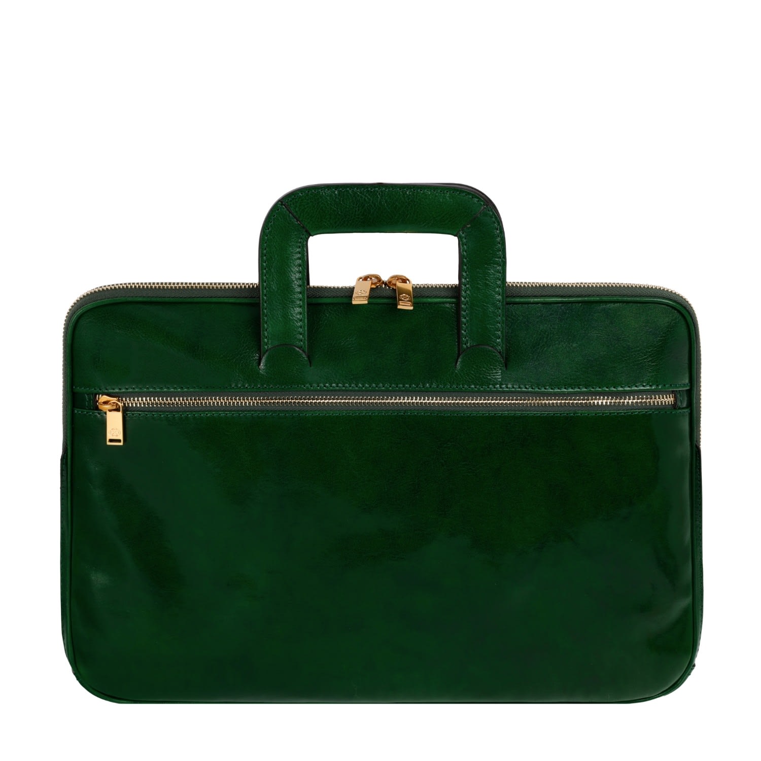 Time Resistance Womens Leather Briefcase Laptop Bag In Green - Brave New World In Green
