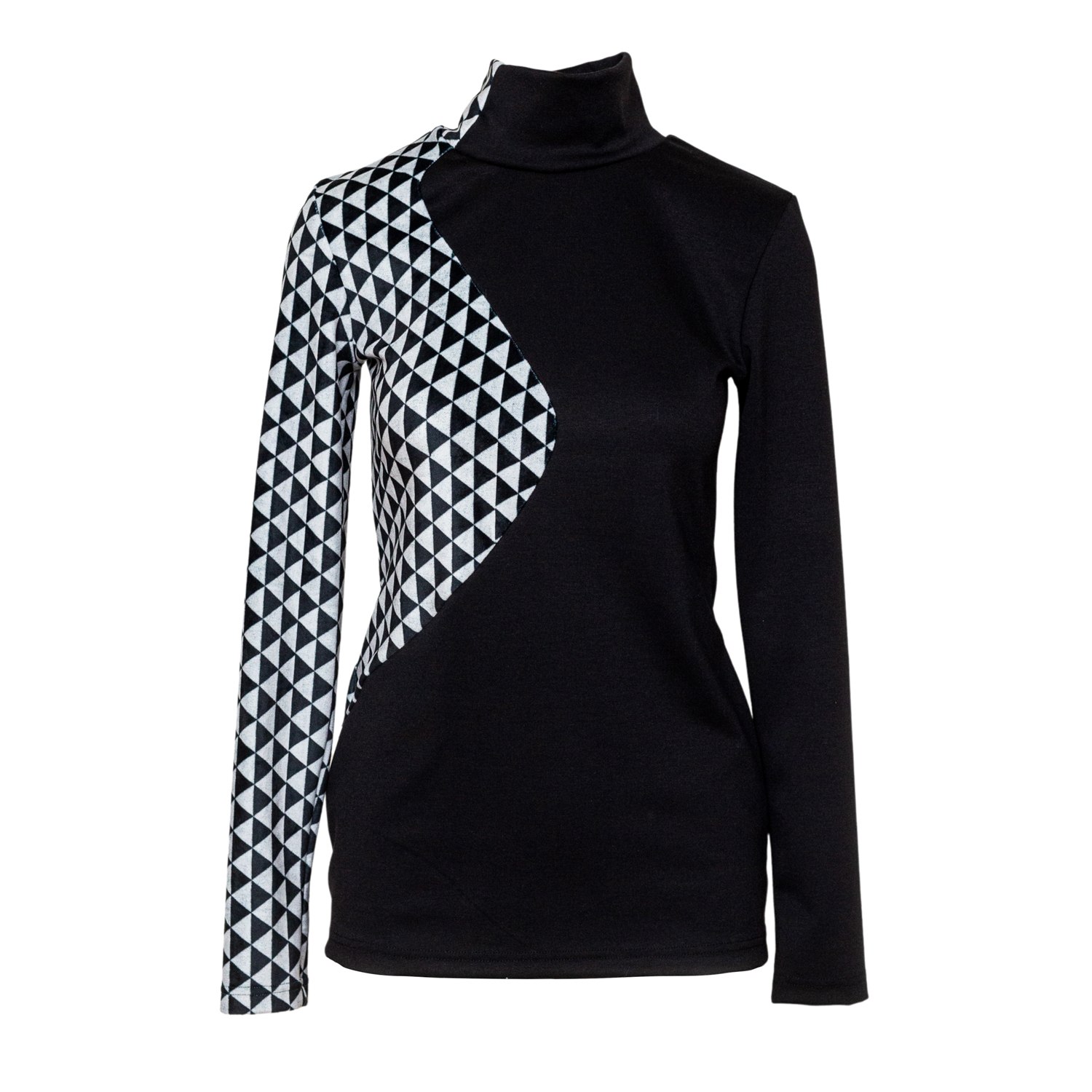 Artista Women's Black / White Chess Velvet Top In Black/white