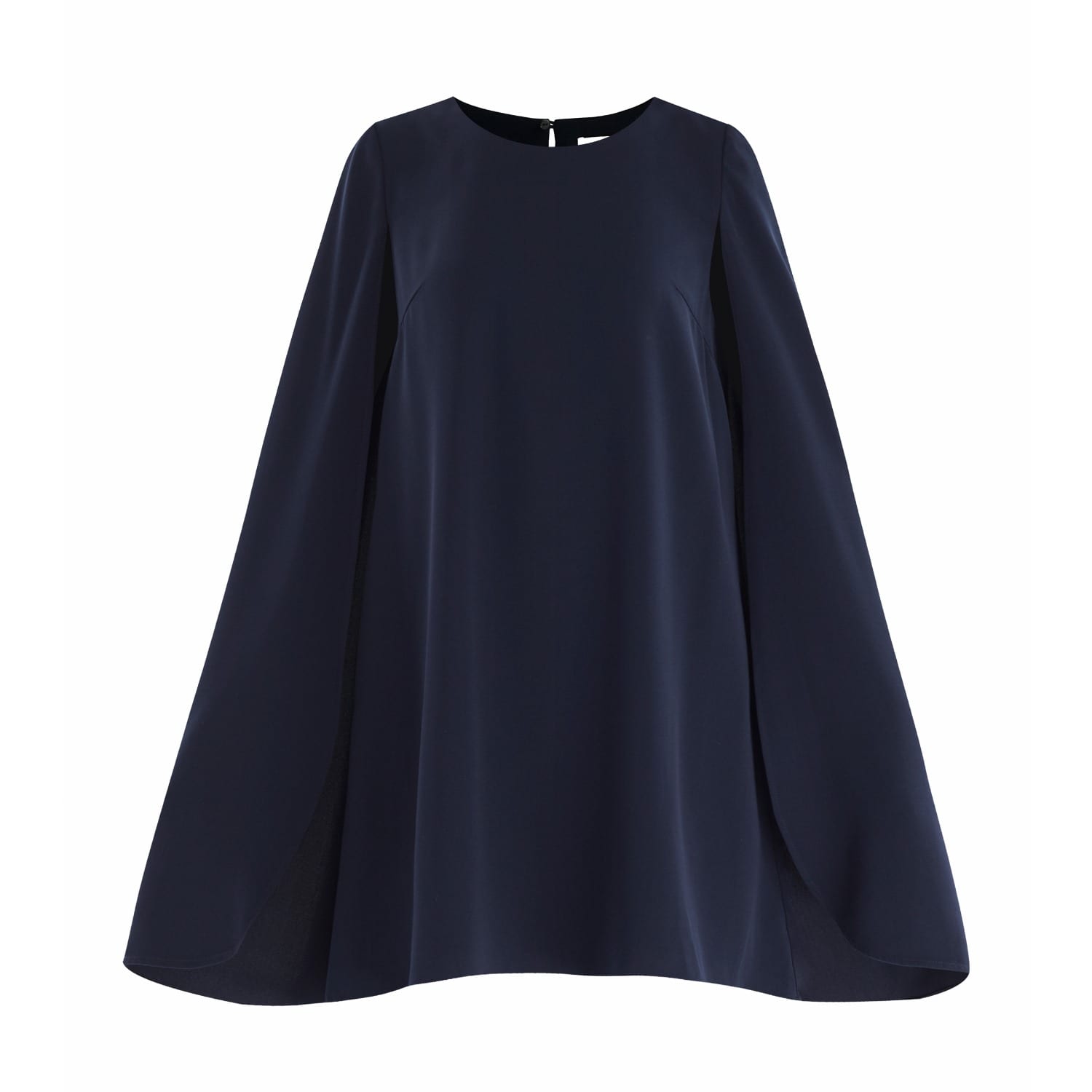 navy cape sleeve dress