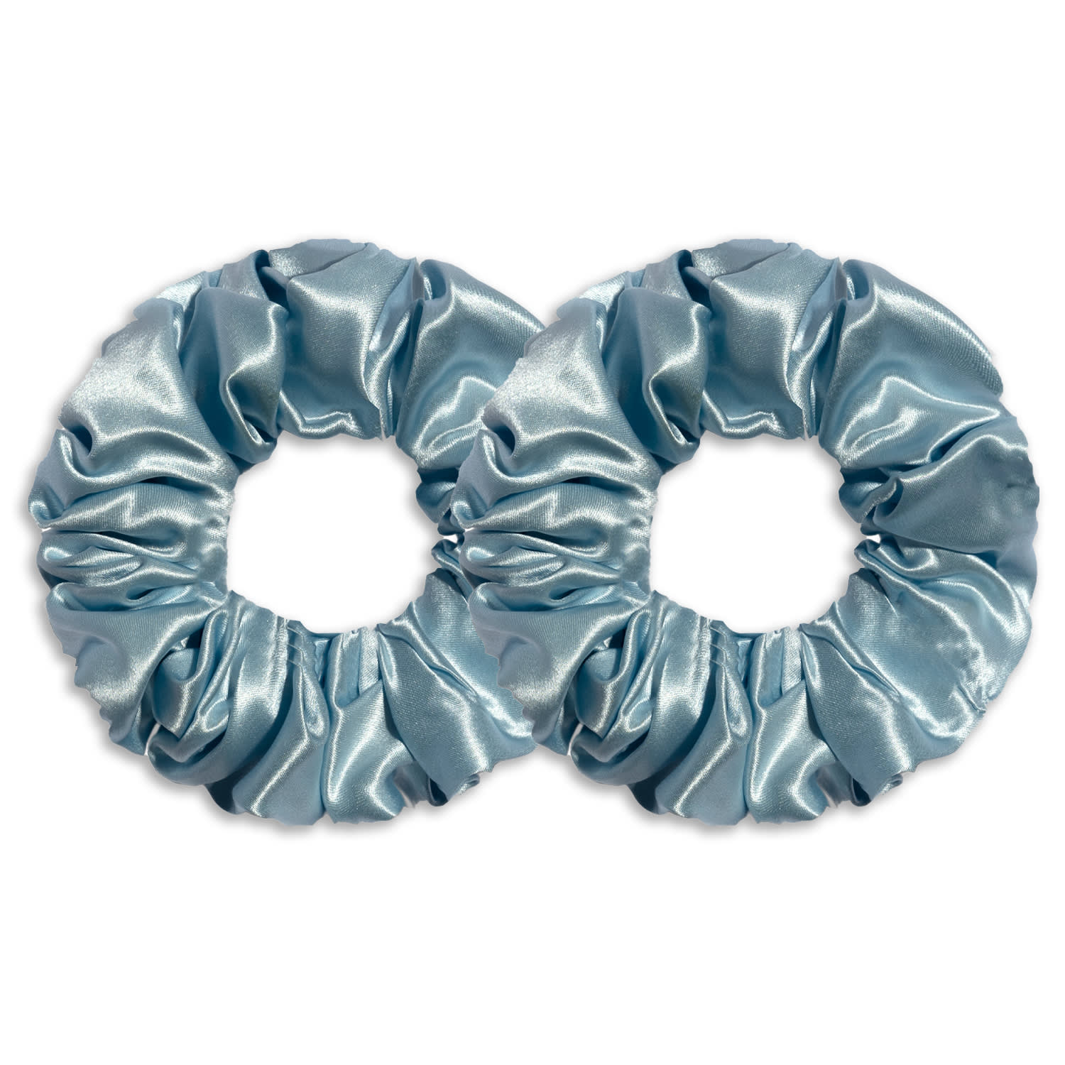 6fiftytwo® Women's Blue / White Pure Mulberry Classic Silk Scrunchies - Baby Blue