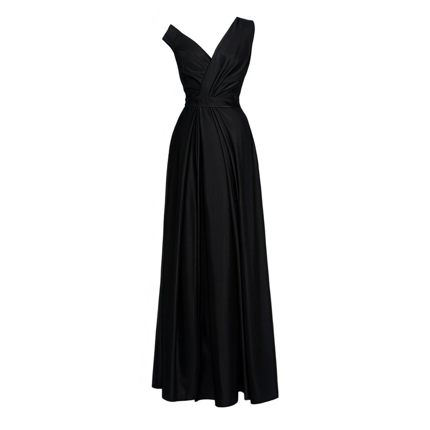 Alina Cernatescu Women's Delirium  Black Maxi Dress With Draping And An Asymmetric Neckline In Black