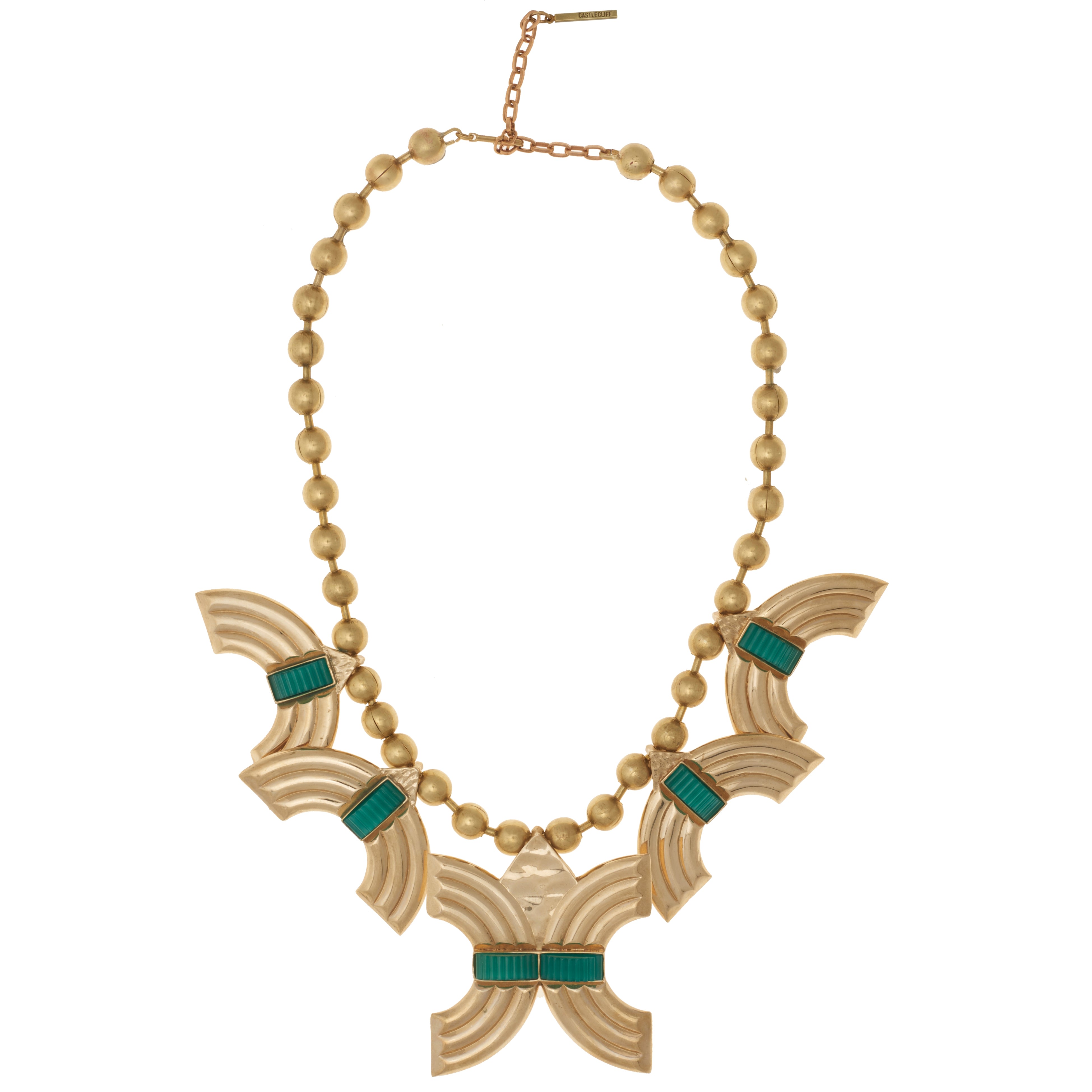 Women’s Gold / Green Arc Necklace Castlecliff