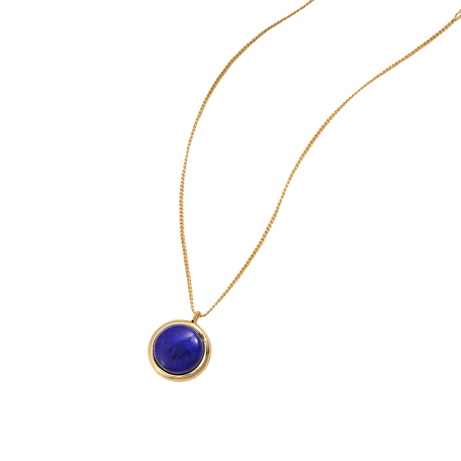 Ms. Donna Women's Blue Round Lapis Pendant Gold-plated Sterling Silver Chain Necklace In Blue