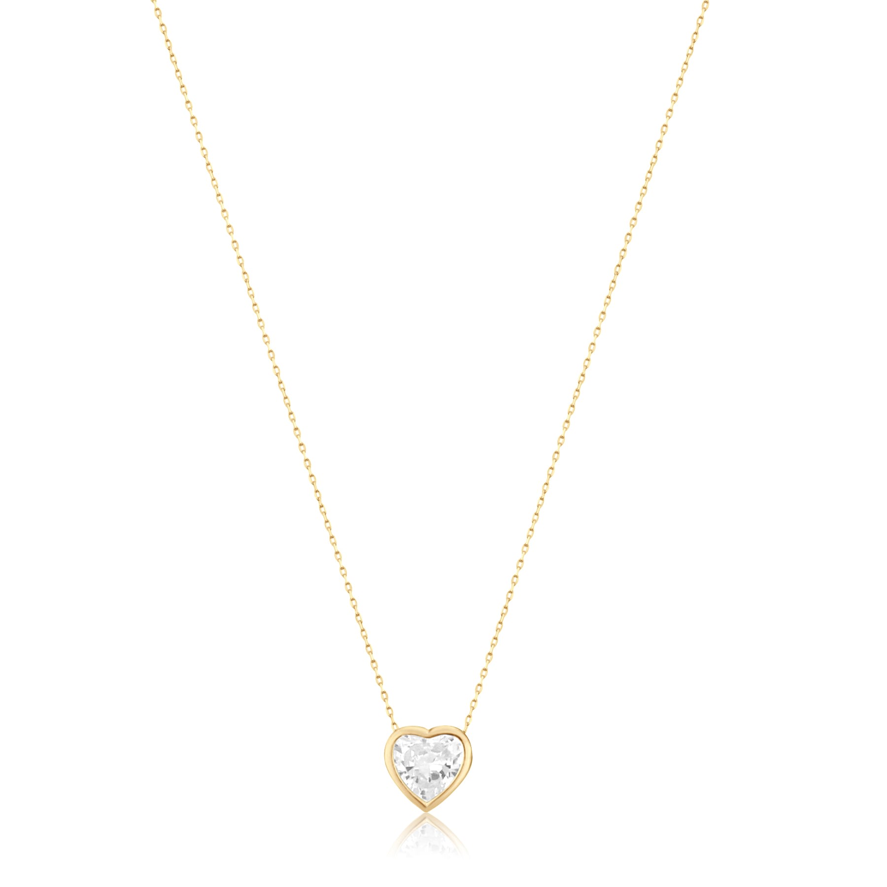 Women’s Red / Silver / Pink Bezel-Set Solitaire Necklace - Heart Gold & White Shymi