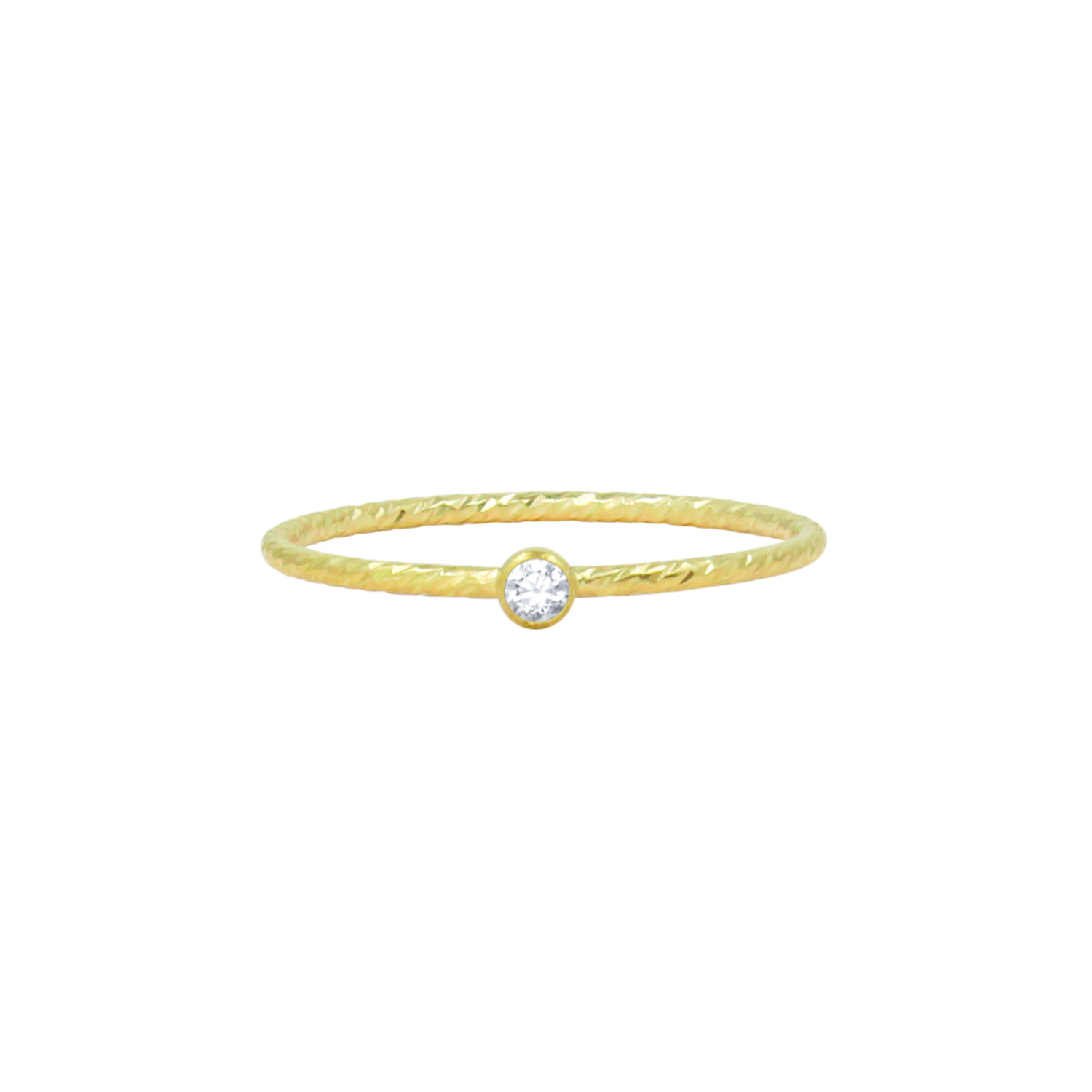 Women’s Gold Filled April Diamond Birthstone Stacking Ring Lucky Eleven