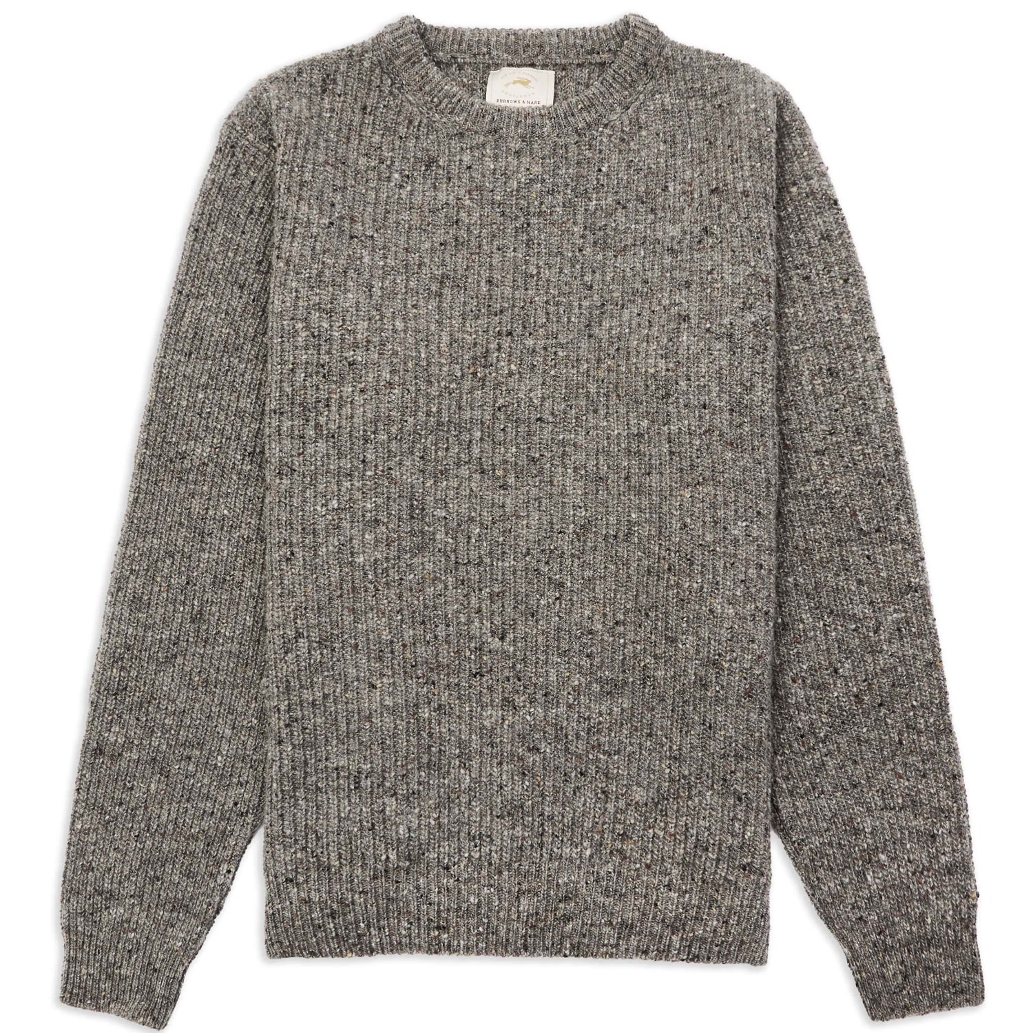 Burrows And Hare Men's Ribbed Donegal Jumper - Grey In Gray