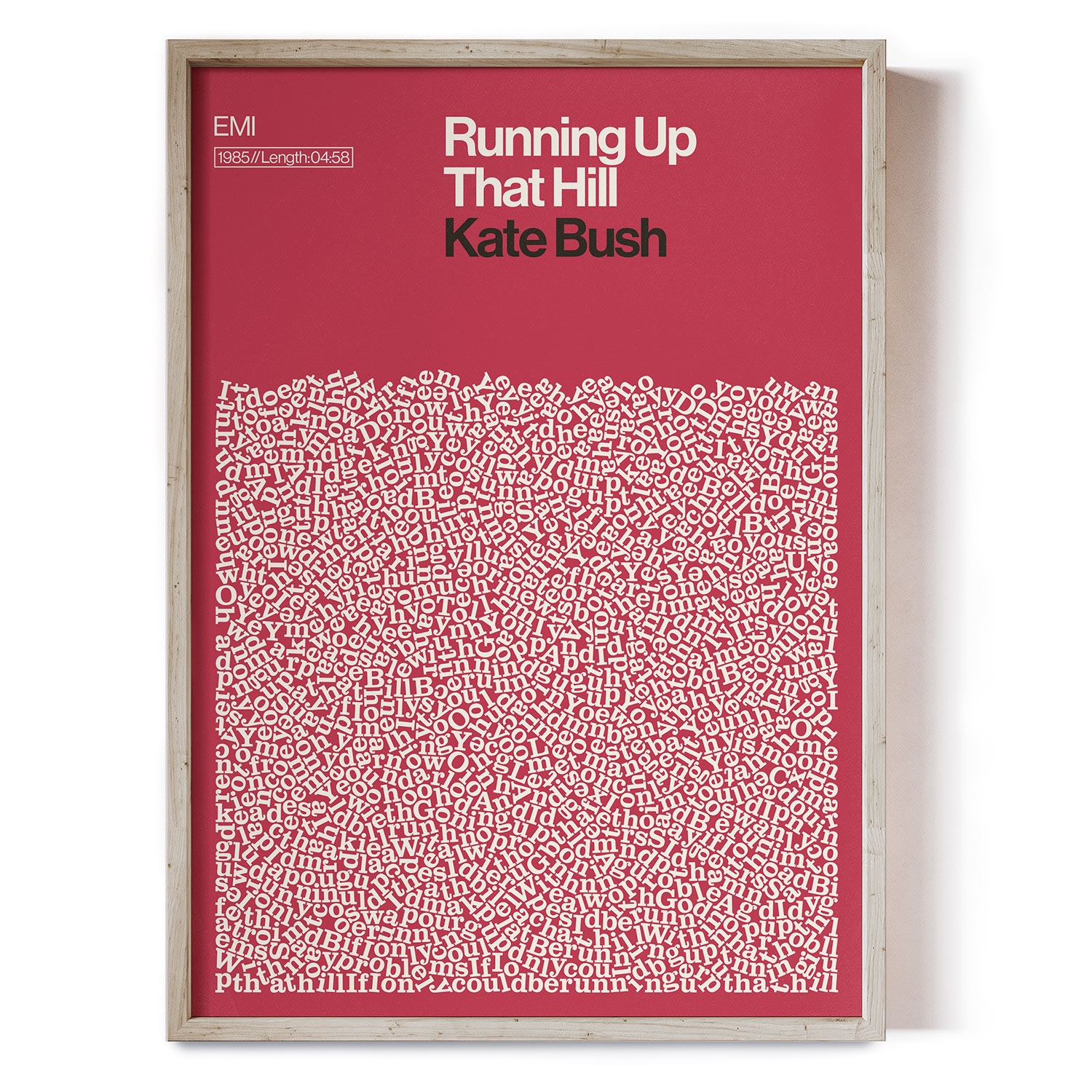 Reign & Hail Pink / Purple Running Up That Hill - Kate Bush - Song Lyric Print - A3 In Pink/purple