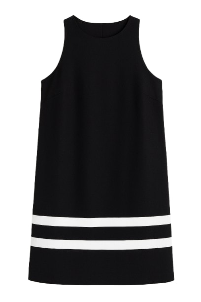 Conquista Women's Black Sleeveless Dress With White Stripe Detail In Black