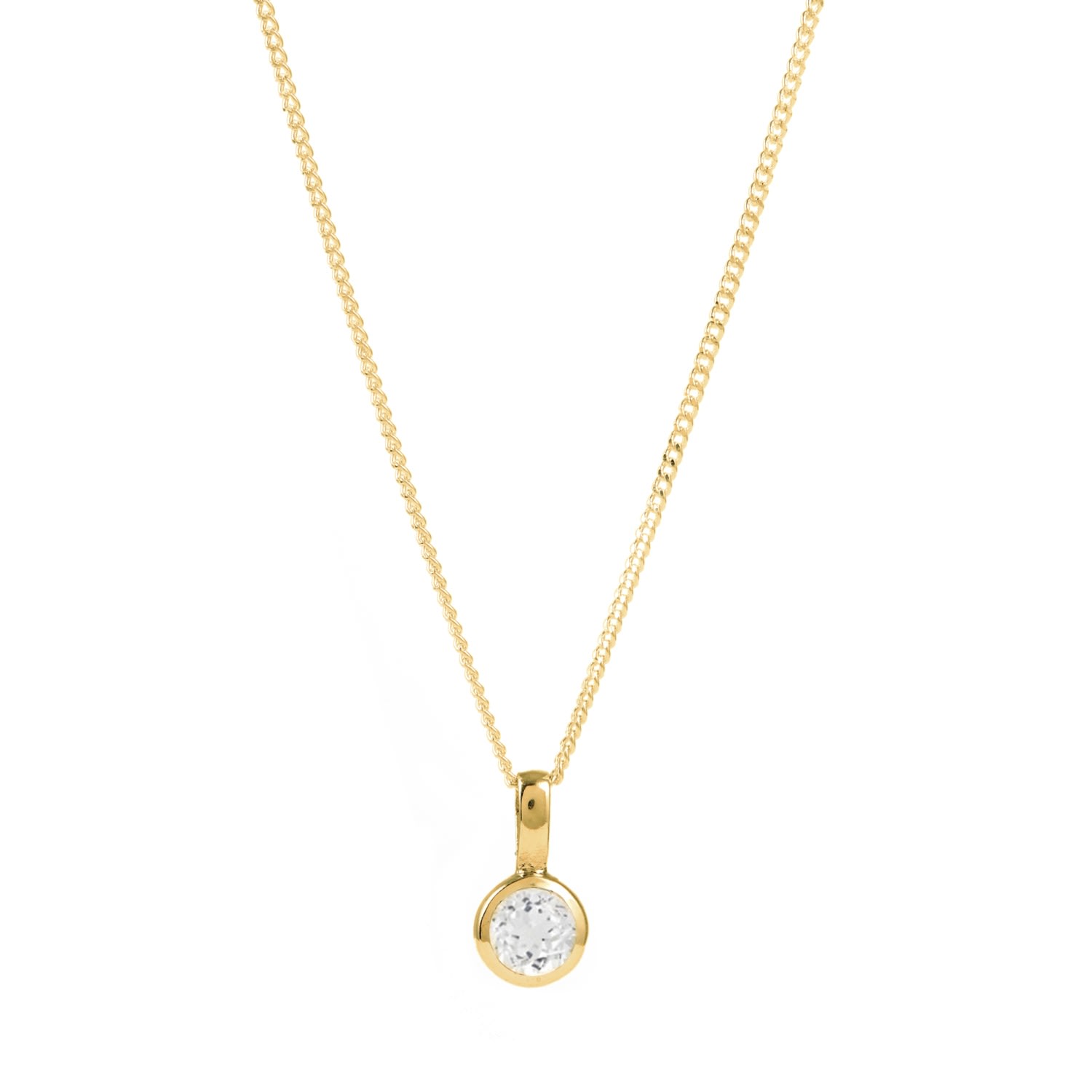 Women’s April Birthstone Charm Gold Vermeil Necklace - White Topaz Charlotte’s Web Jewellery