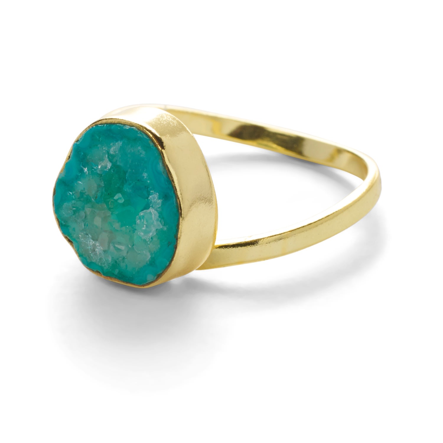 Yaa Yaa London Women's Green Aqua Crystal Gold Vermeil Irregular Pinky Ring