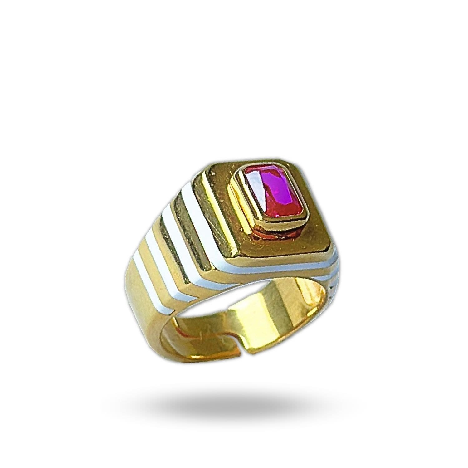 Women’s Octagon Claret Red Stone Enamel Signet Ring Linya Jewellery