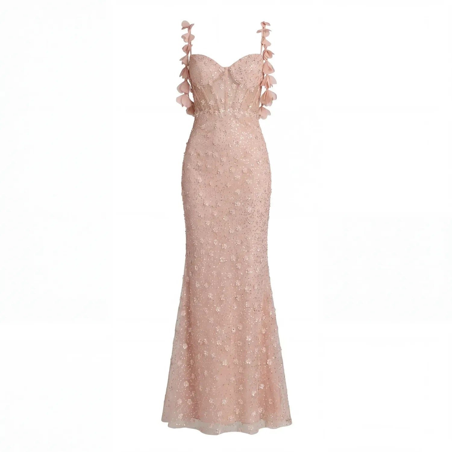 Women's Pink Sweetheart Neck Embellished Gown With Floral Detail | Xxxs | Mac Duggal