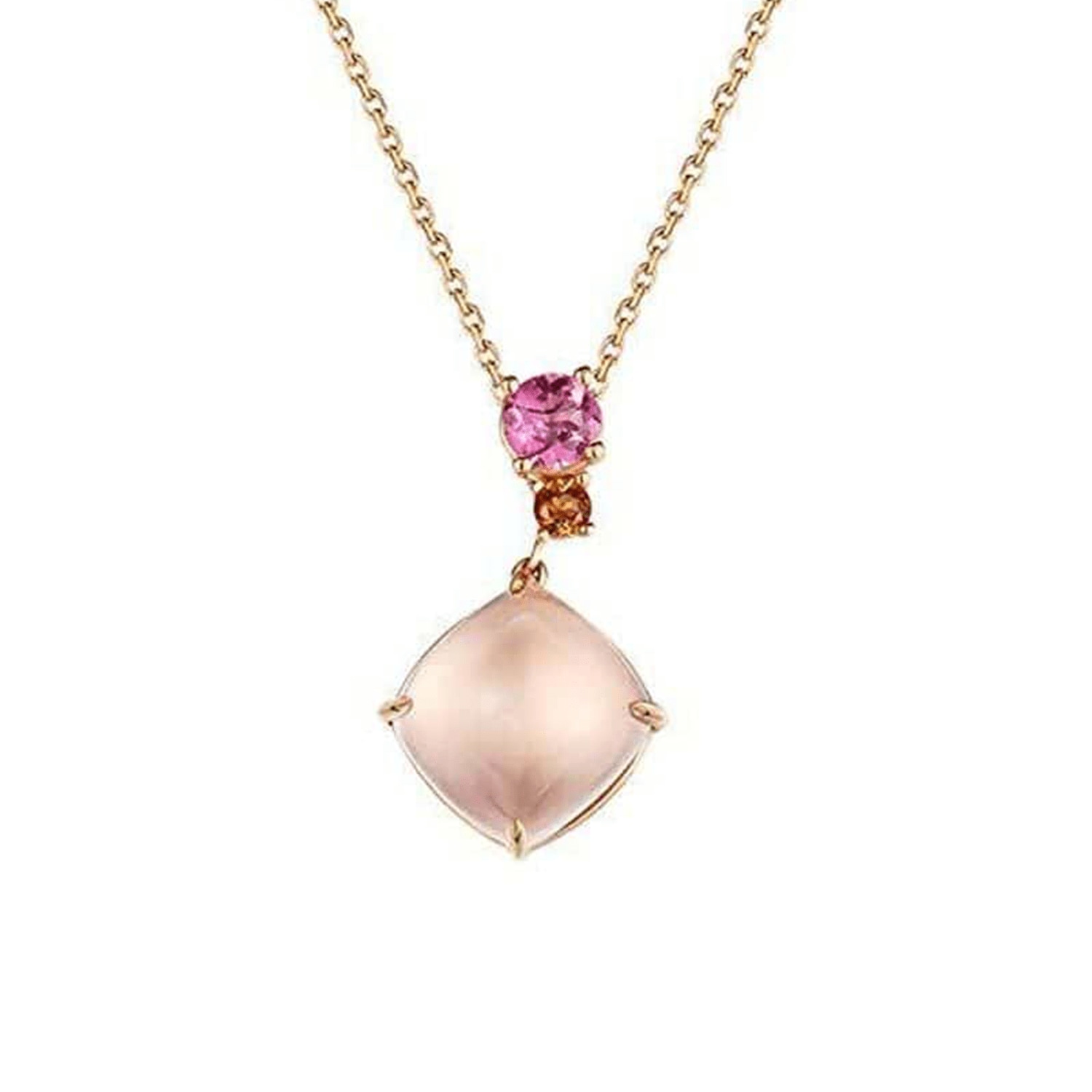 Fanci Me Women's "rose Blush" Natural Rose Quartz Tourmaline Gemstone Real Rose Gold Necklace - Rose Gold