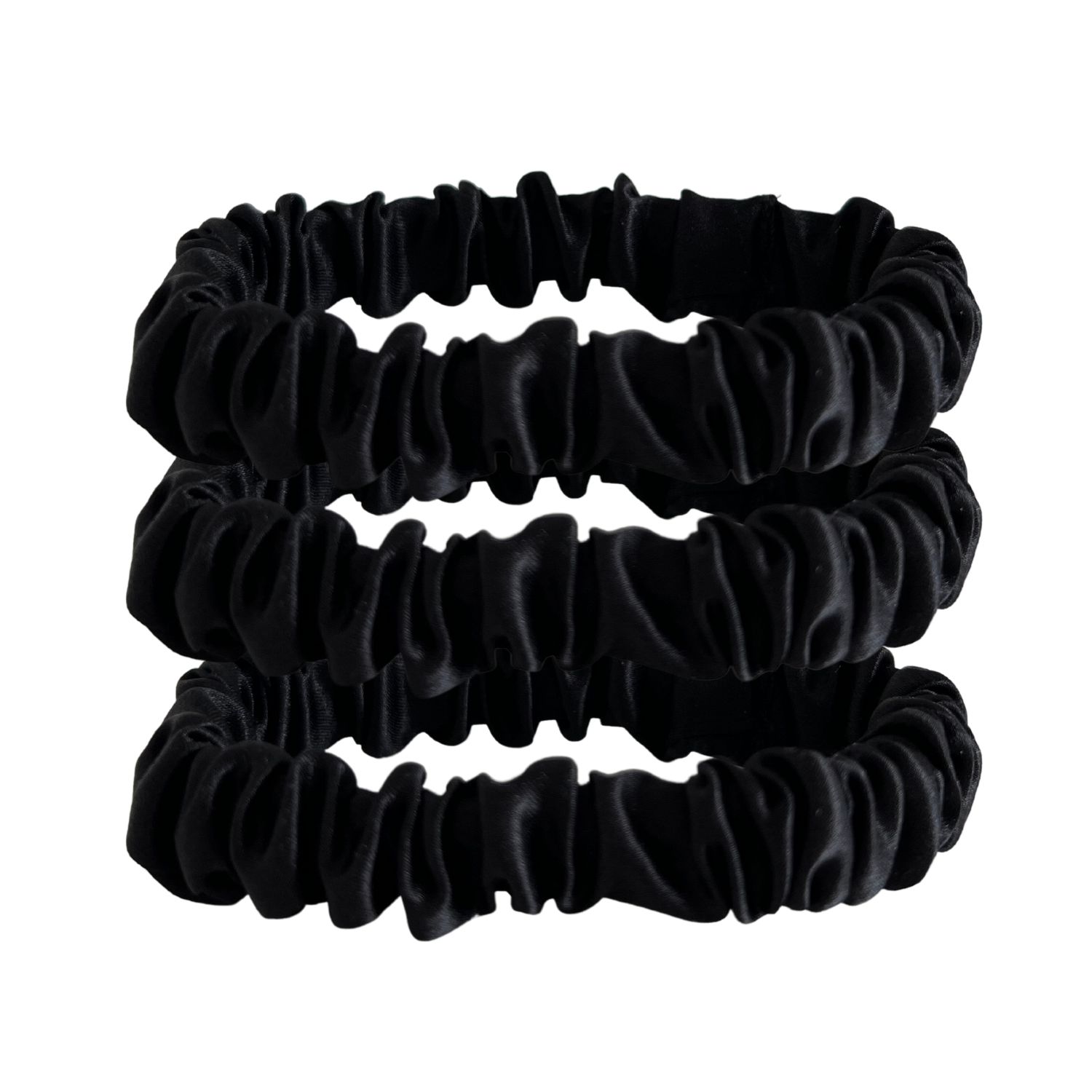 Sylki Women's Black Silk Hair Ties - Three Pack In Black