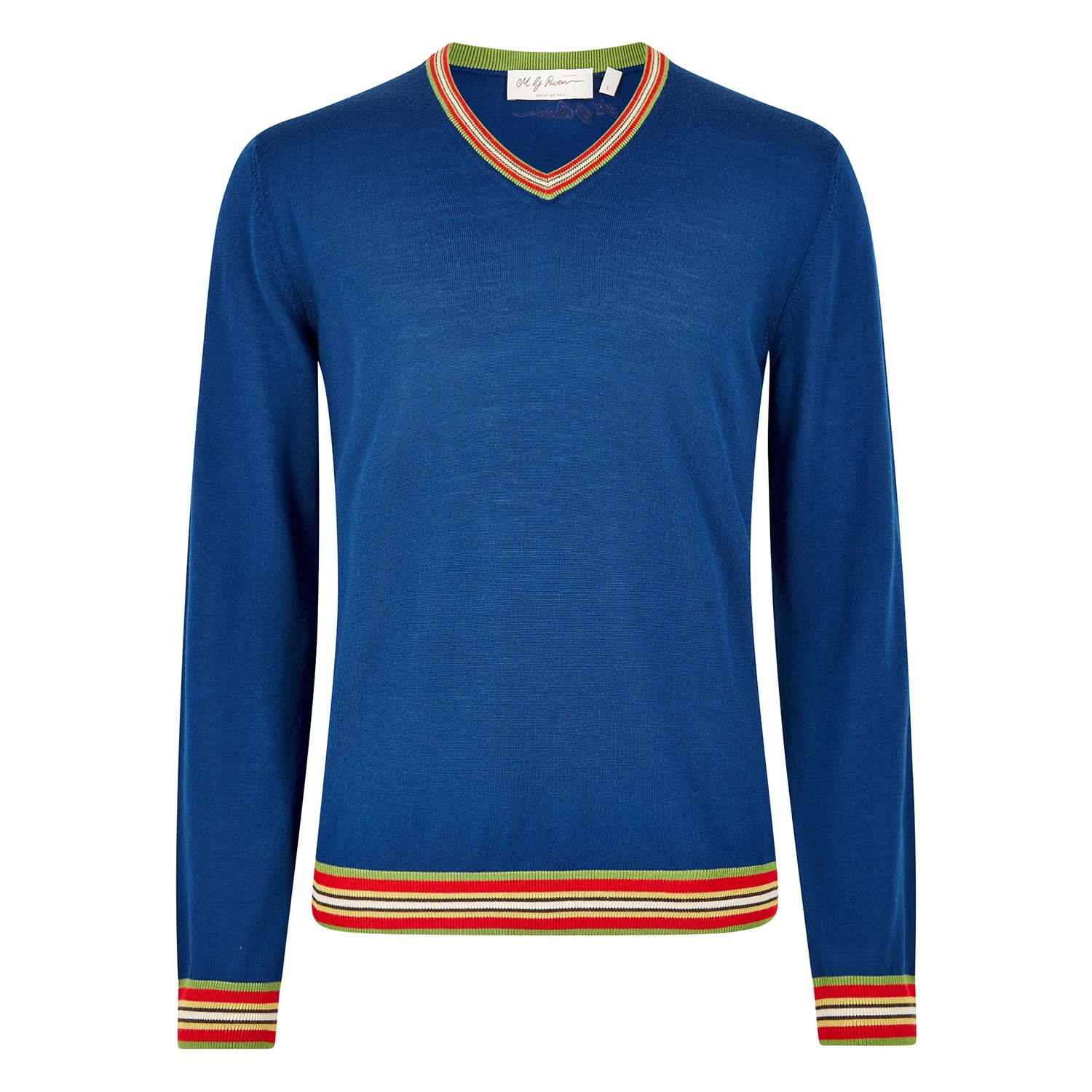 Mg Rivers Men's Extrafine Merino The V Prussian Blue In Blue