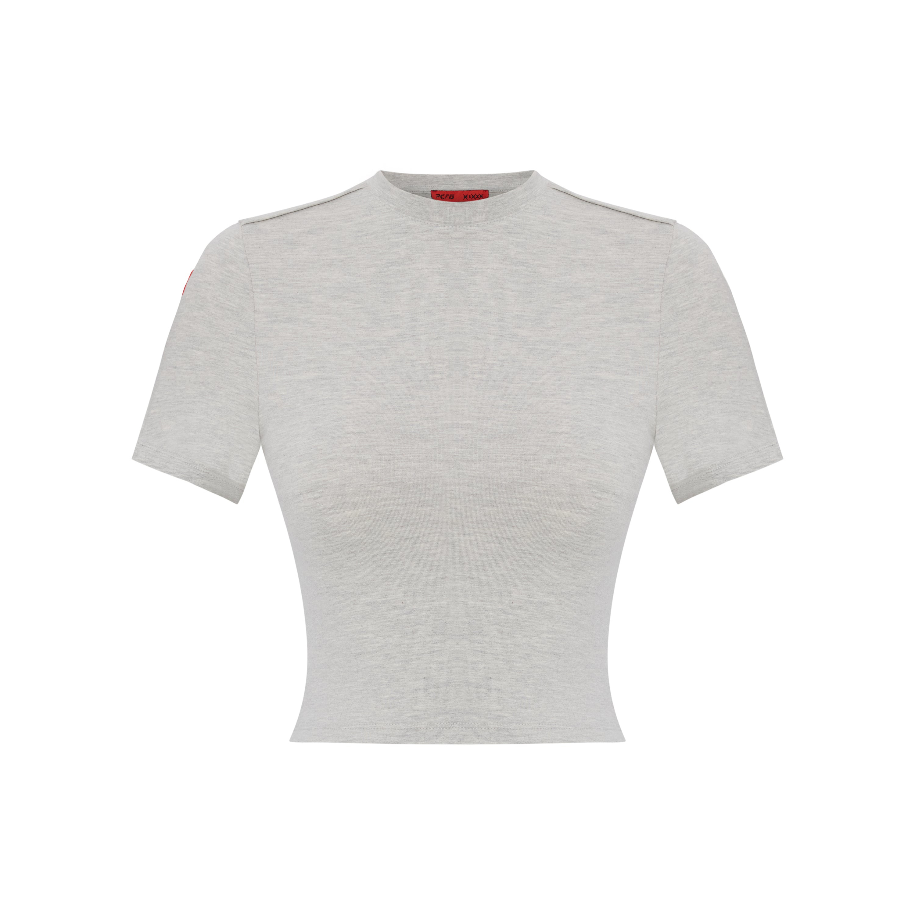 Pcfg Women's Cotton Slim Fit Crop Tee - Light Grey In Gray