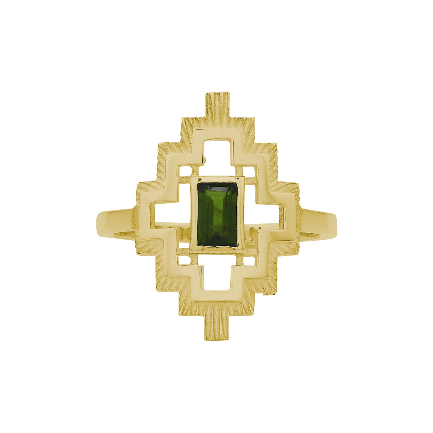 Zoe And Morgan Women's Gold / Green Munay Ring Gold Chrome Diopside