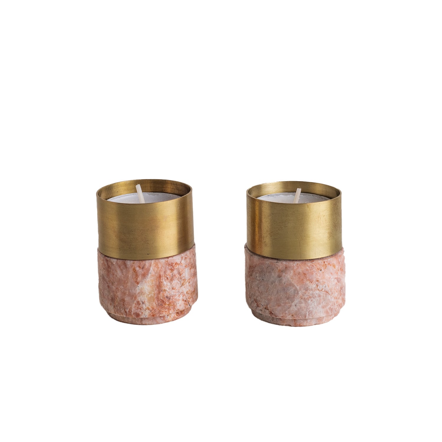 Rose Gold Brass Candle Holder Marble - Pink And Jacob