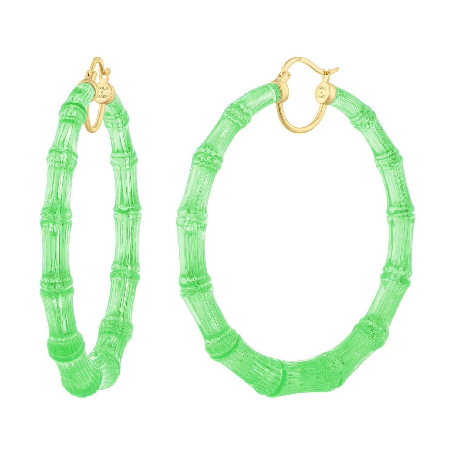 Women’s Green / Gold Xl Bamboo Hoops In Lime Green Gold & Honey