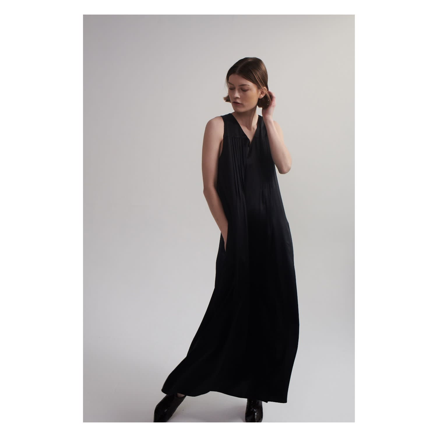 black silk maxi dress