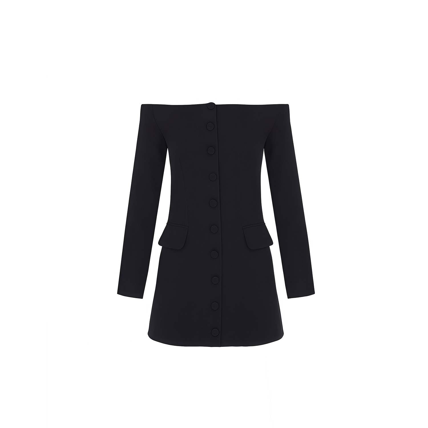 Avenue 8 Women's Off-shoulder Fitted Mini Blazer Dress - Black In Black