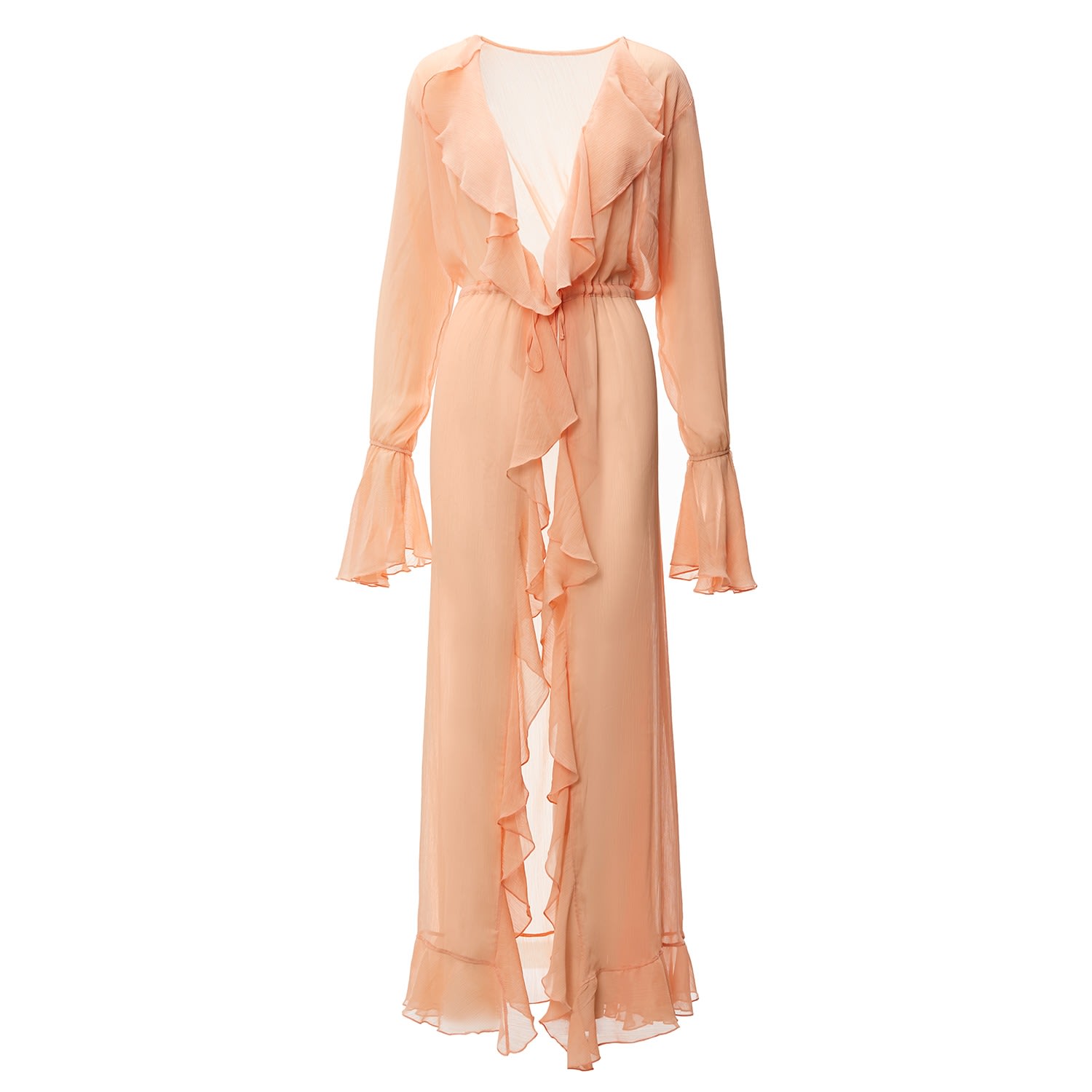 Women’s Neutrals Peach Ruffled Kaftan Small Bluzat