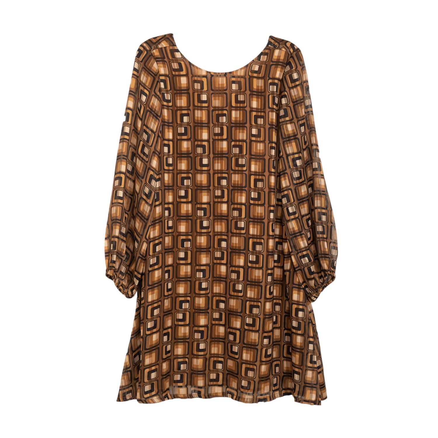 Niza Women's Long Sleeve Short Dress Brown In Brown