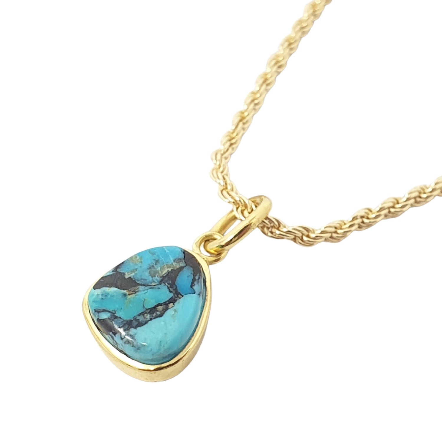 Women’s Blue / Gold Statement Gold Vermeil Plated Turquoise December Birthstone Crystal Rope Necklace Harfi