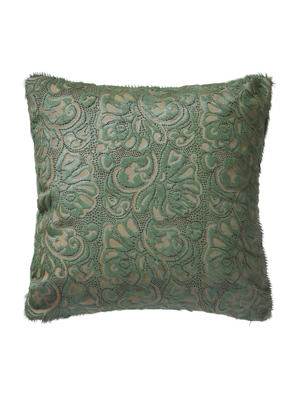 Green Fleur Hair-On-Hide Cushion One Size Fameed Khalique Ltd