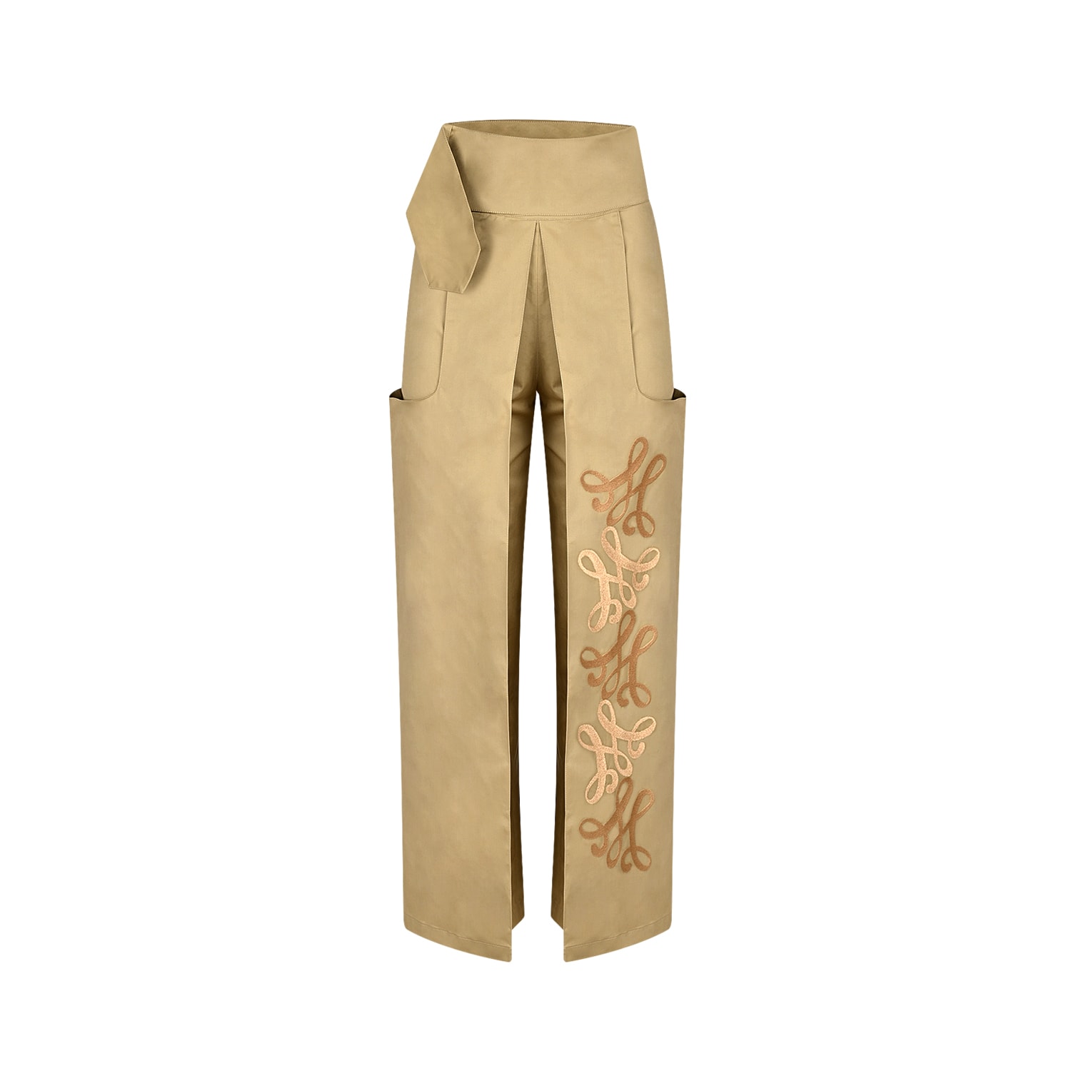 Merlenne Women's Brown / Neutrals Gabardine Cowboy Trousers With Embroidery