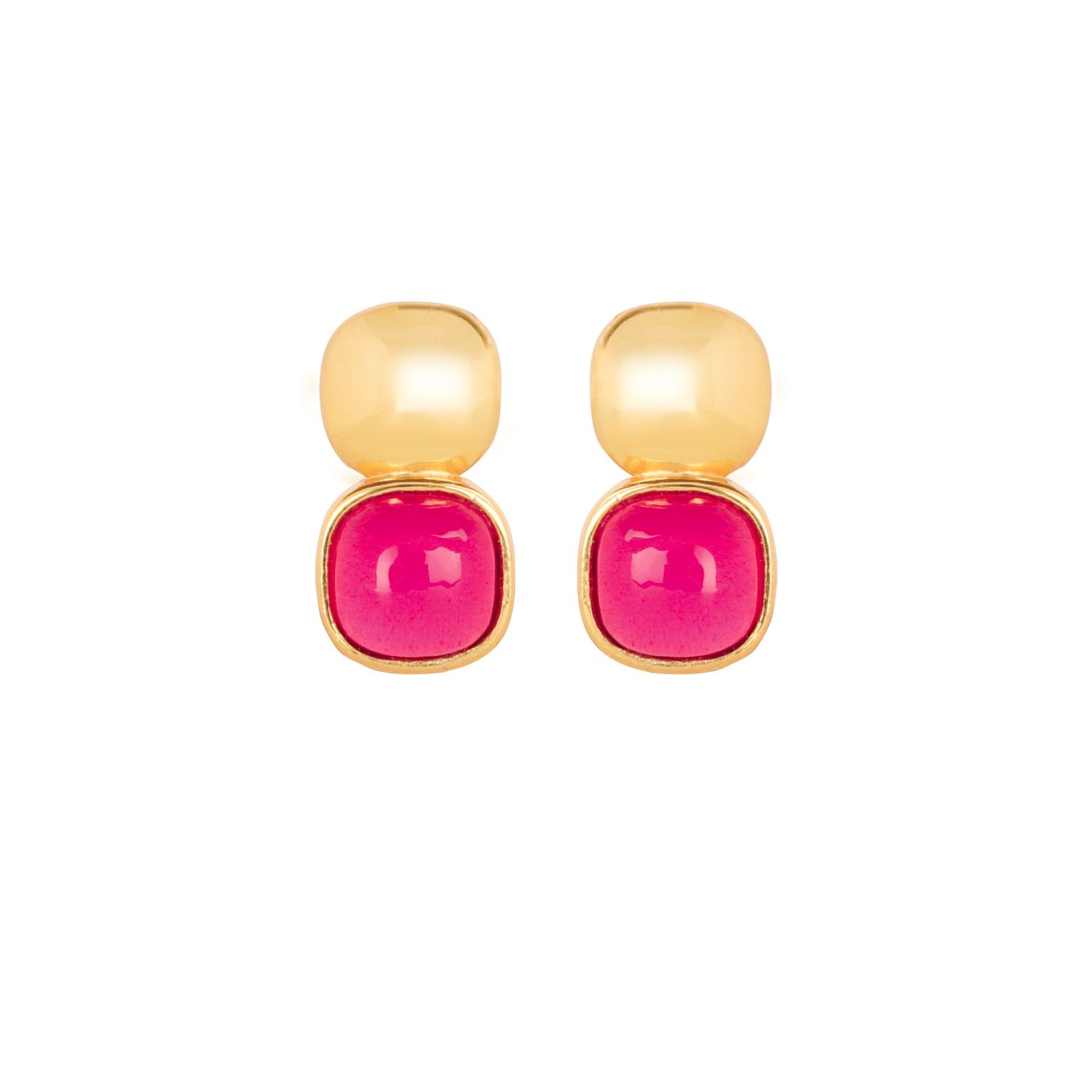 Lila Rasa Women's Red / Gold Glossy Gold & Dazzling Ruby Red Crystal Stud